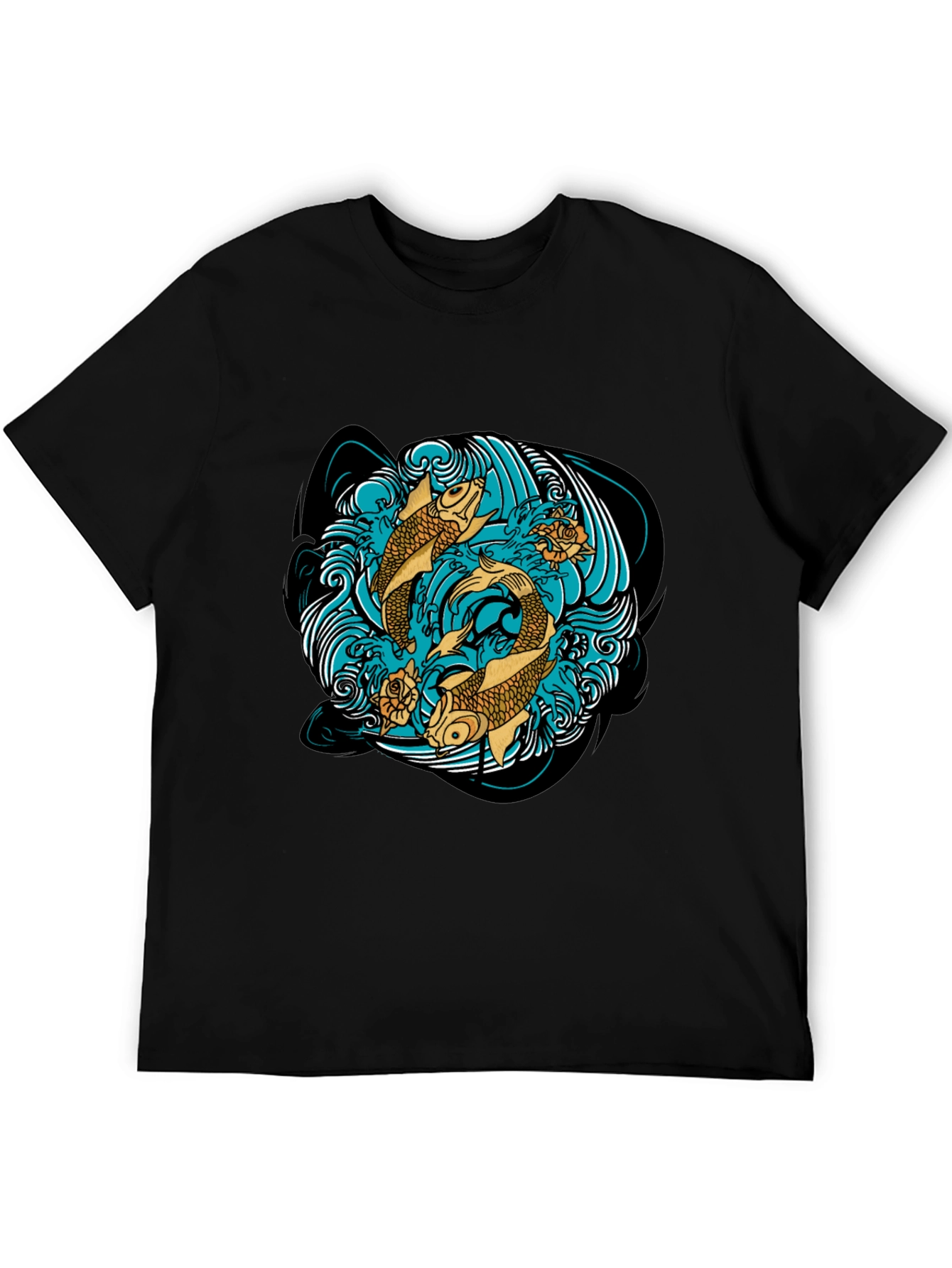 Black Koi Fish T-Shirt Graphic Design view 5