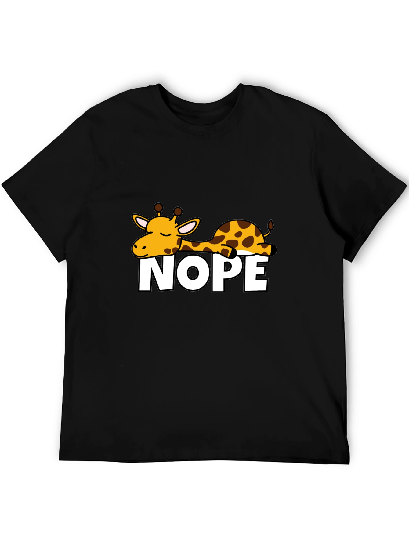 Black Nope Giraffe Graphic Tee - Unisex Black T-Shirt view 5