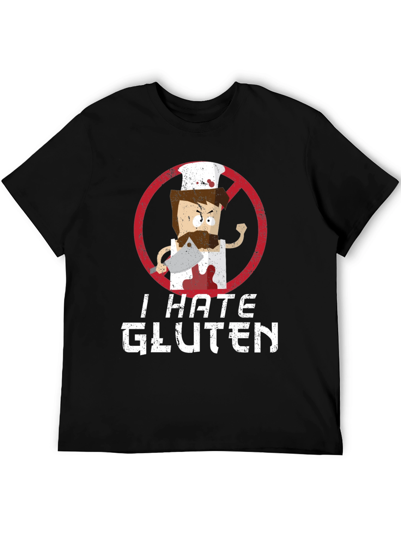 Black I Hate Gluten T-Shirt - Chef Graphic Tee view 5