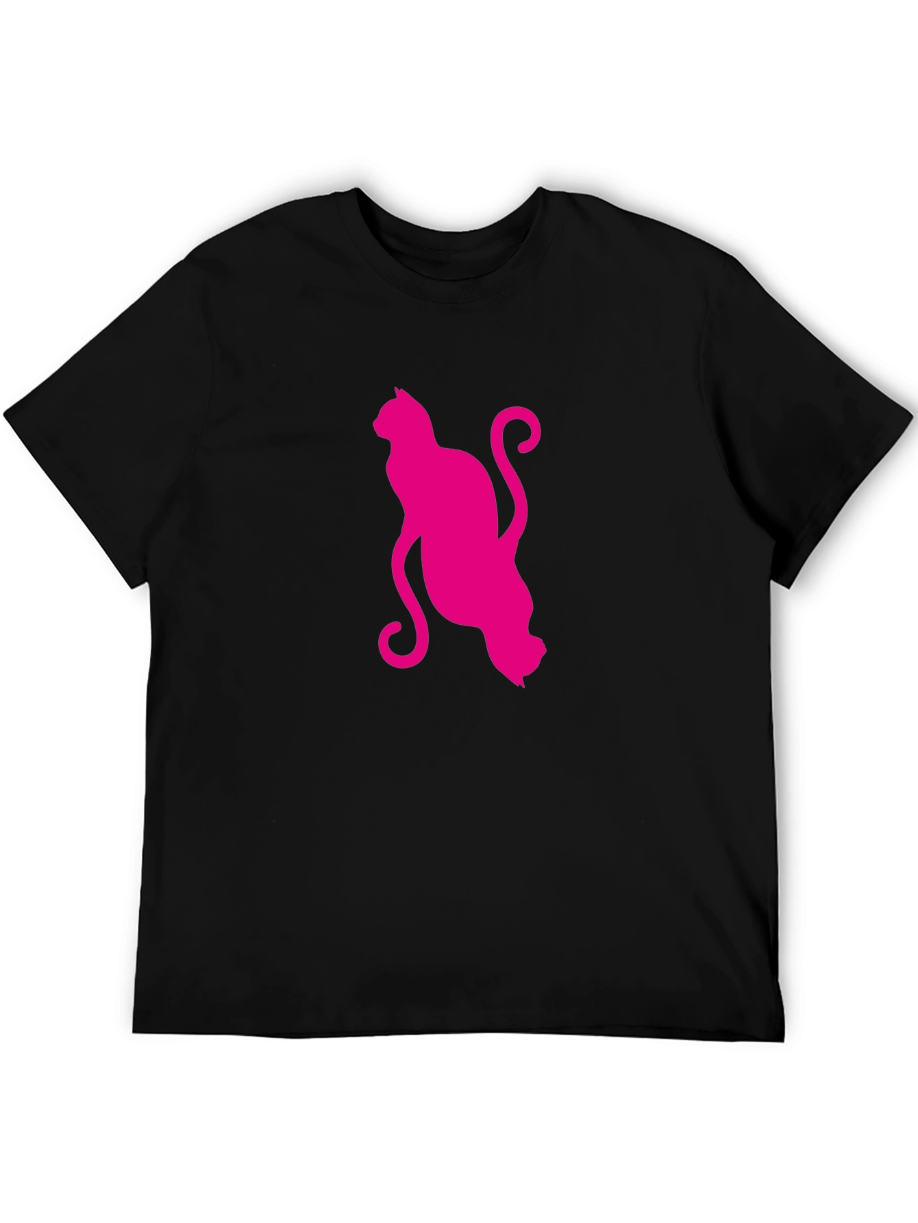 Black Stylish Cat Graphic T-Shirt view 5