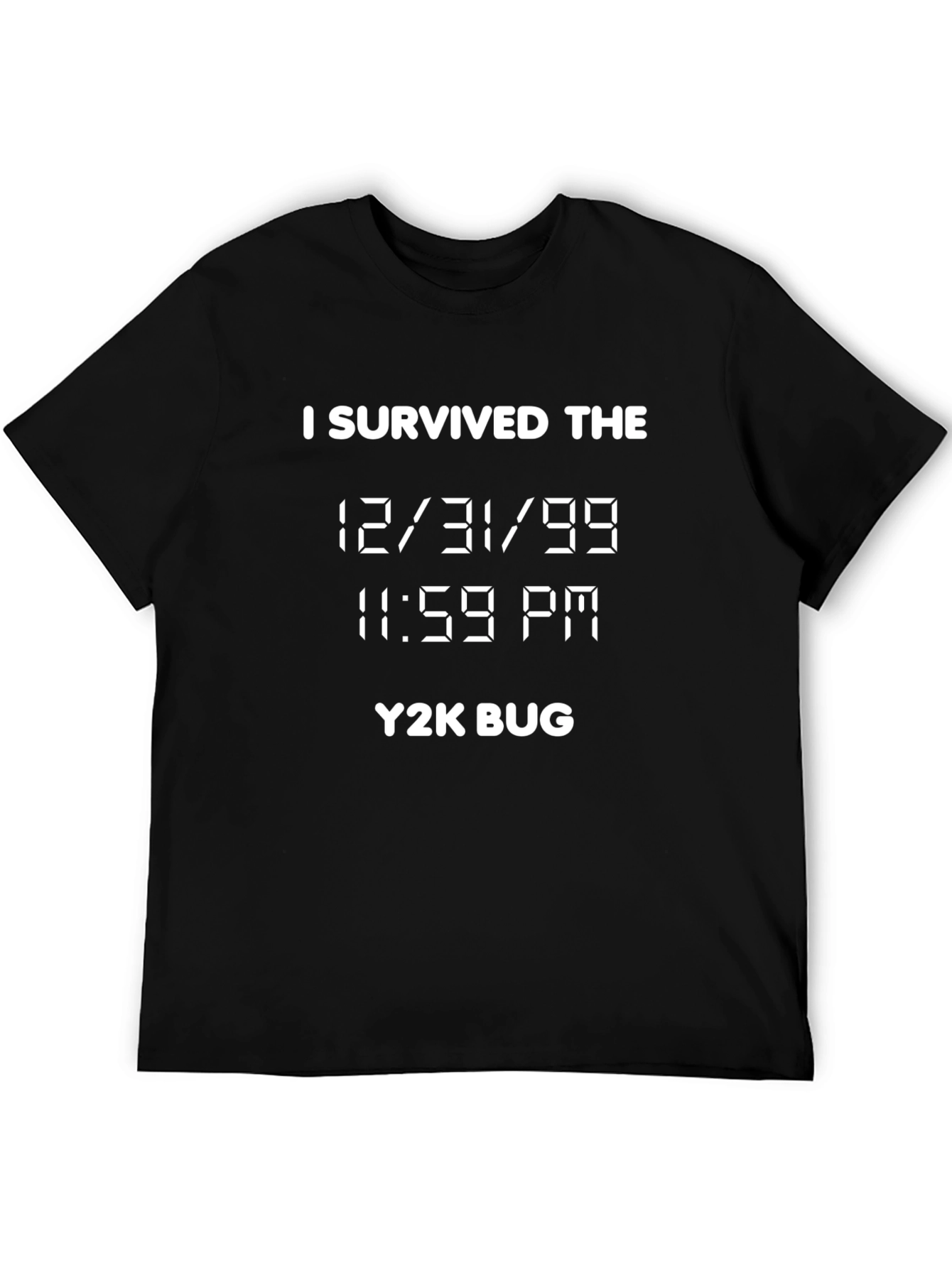 Black Y2K Bug Survivor T-Shirt - Funny 90s Nostalgia Tee view 5
