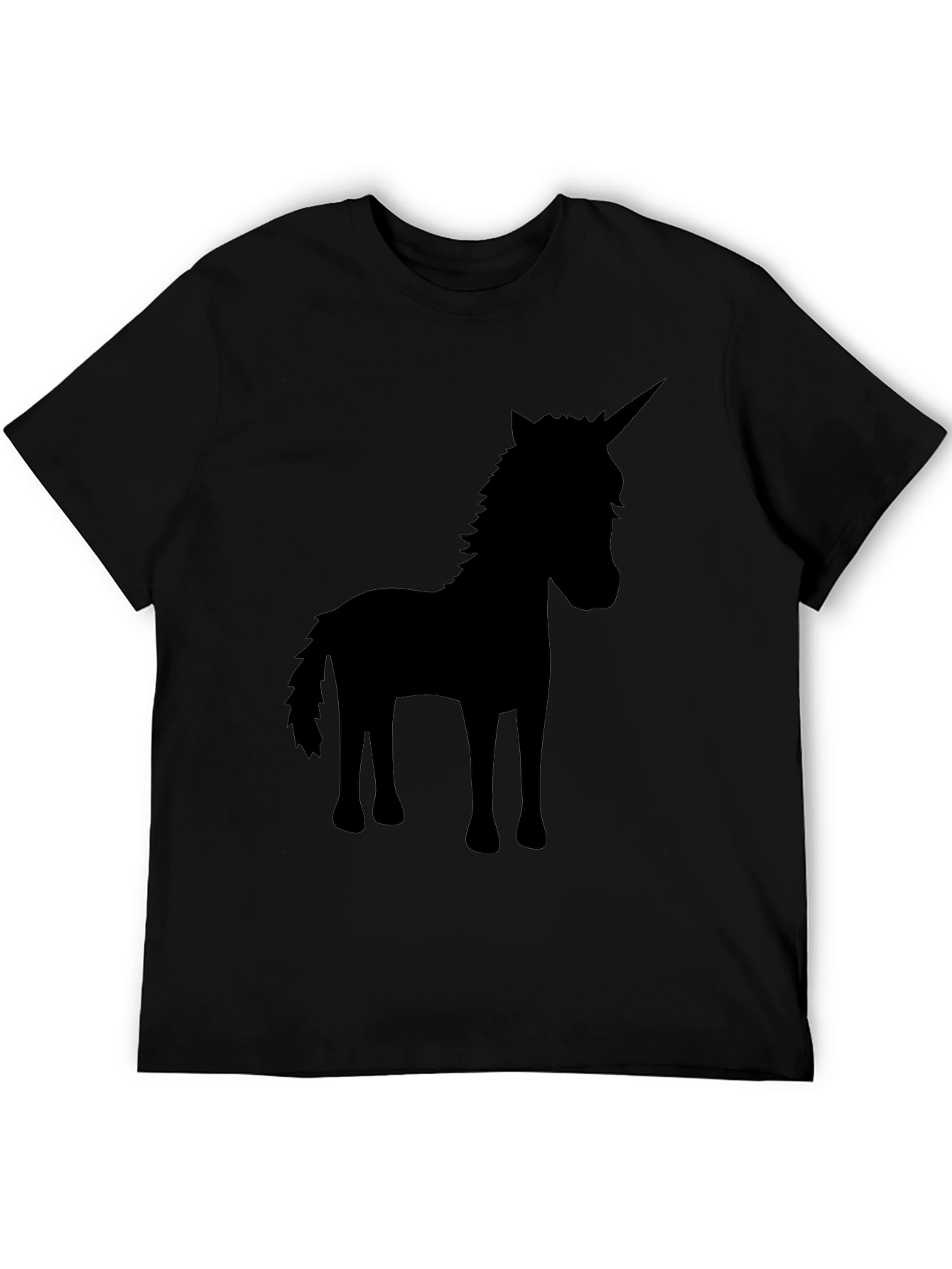 Black Unicorn Silhouette Black T-Shirt view 5