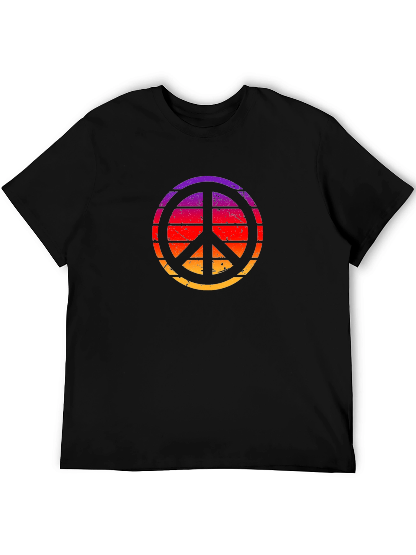 Black Retro Sunset Peace Sign Black T-Shirt view 5