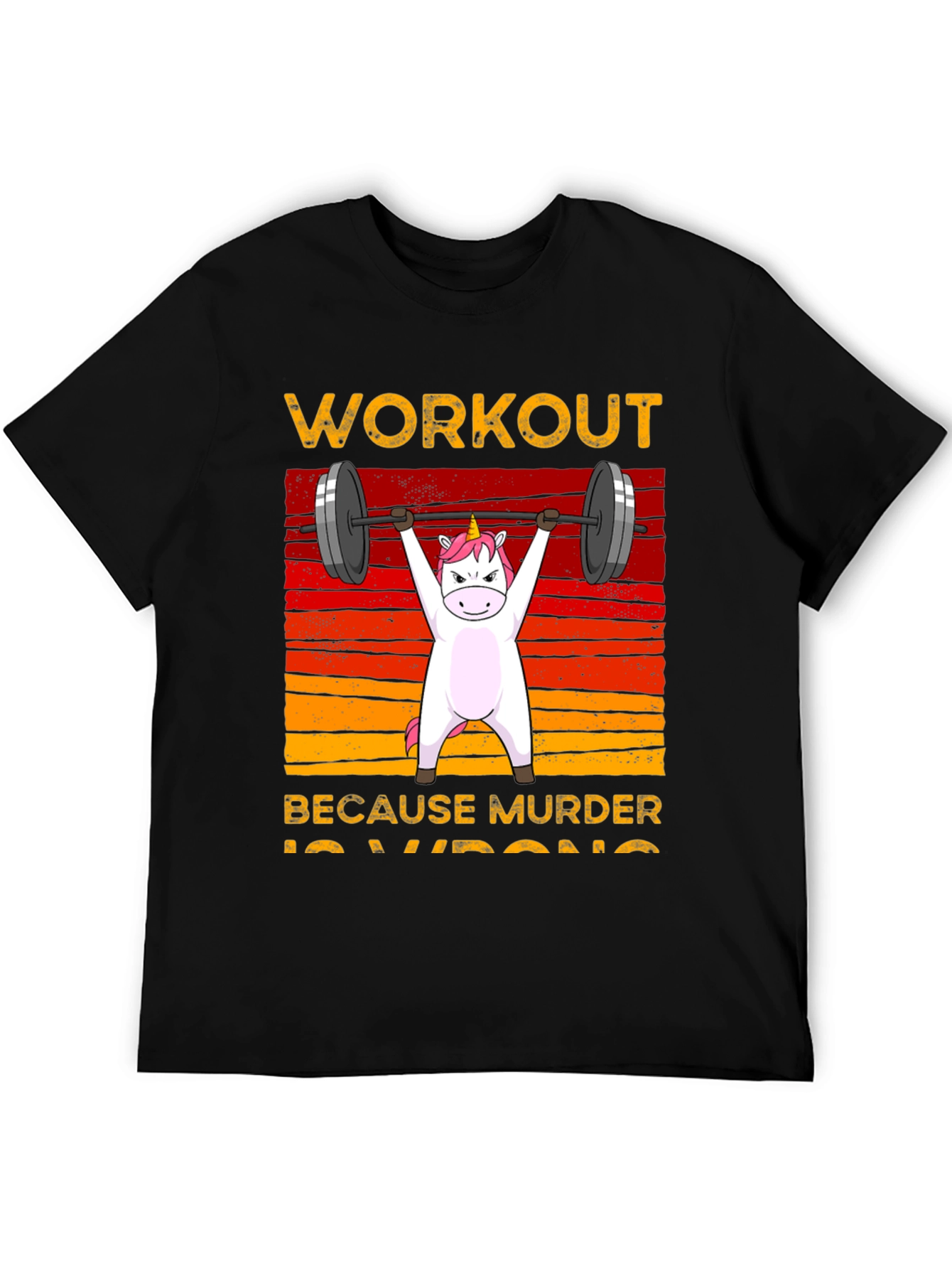 Black Unicorn Workout Black T-Shirt view 5