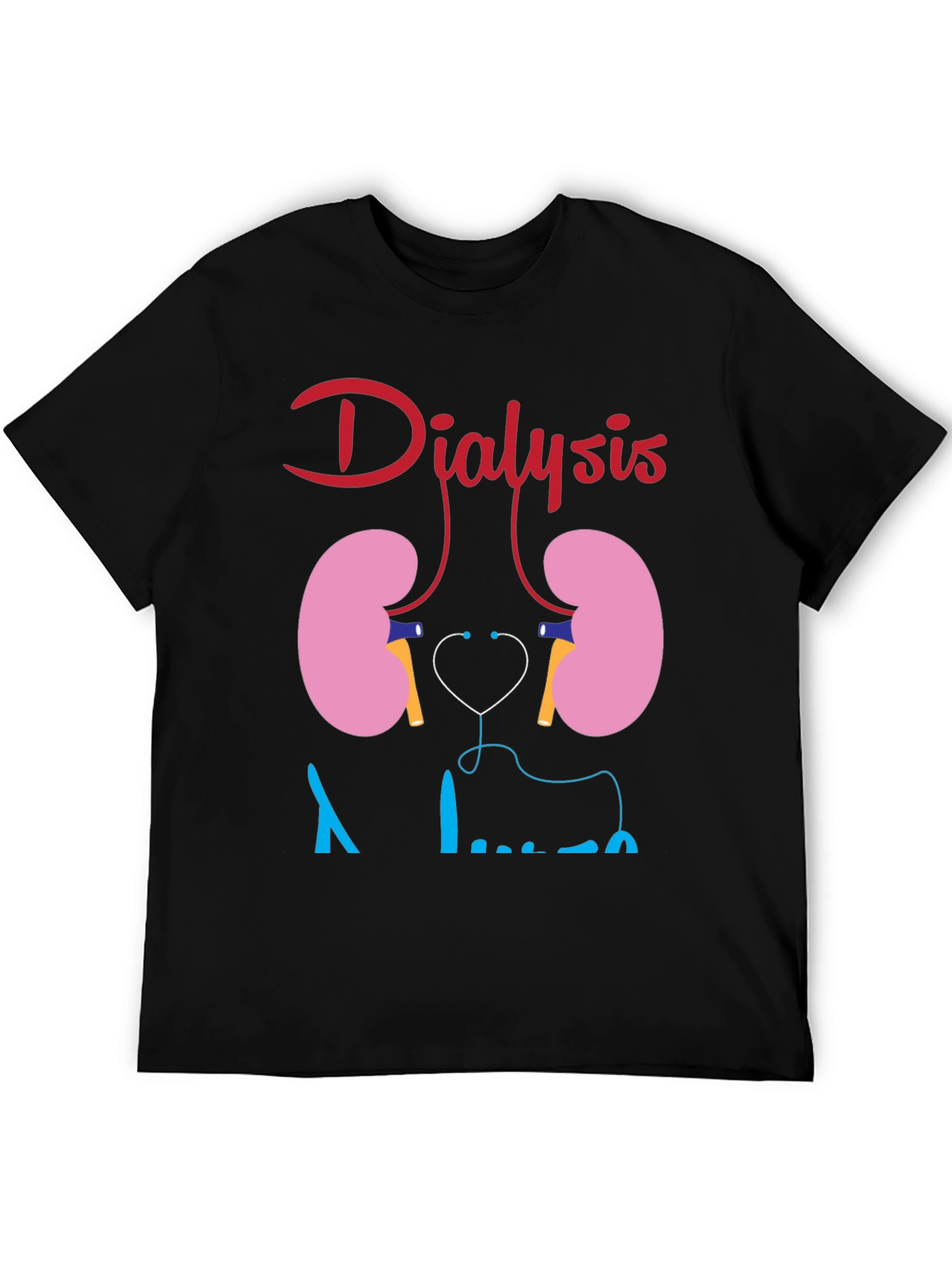Black Dialysis Kidney Stethoscope Funny Black T-shirt view 5