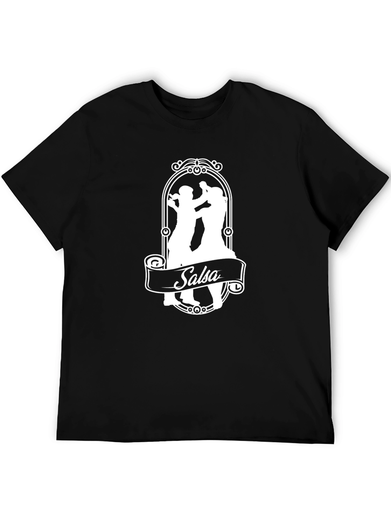 Black Salsa Dance Silhouette Black T-Shirt view 5