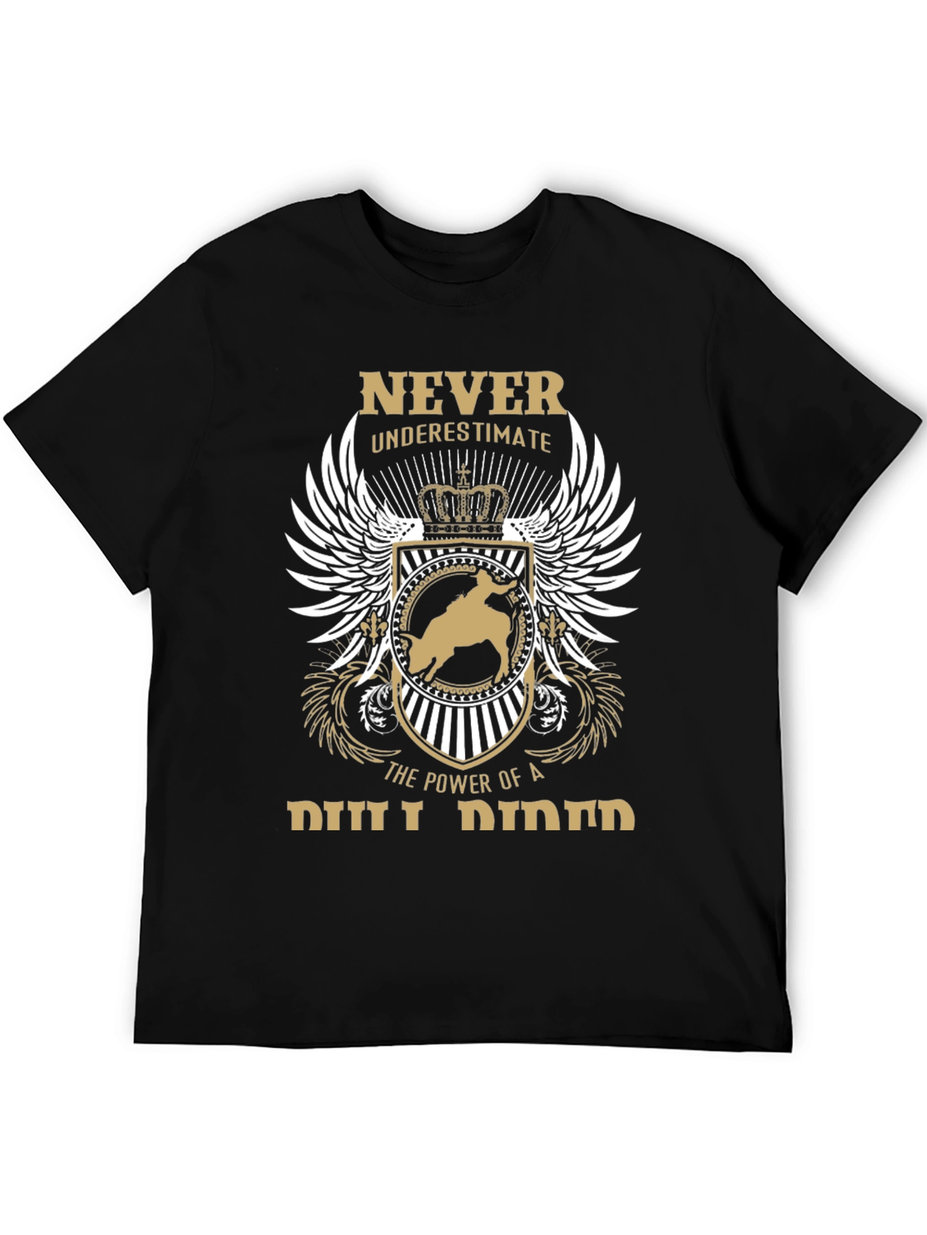 Black Never Underestimate Bull Rider T-Shirt view 5