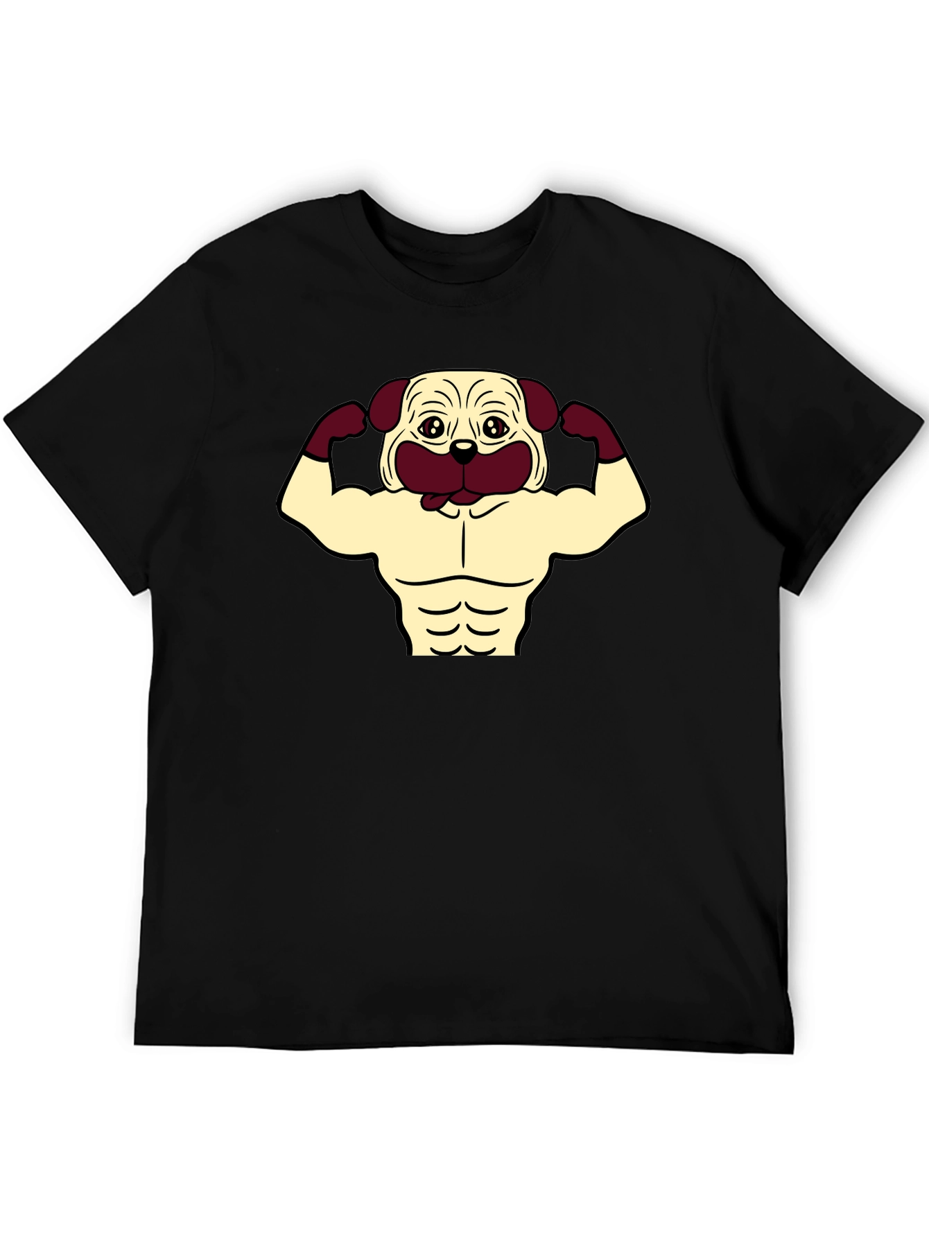 Black Pug Muscle T-Shirt - Black Graphic Tee view 5