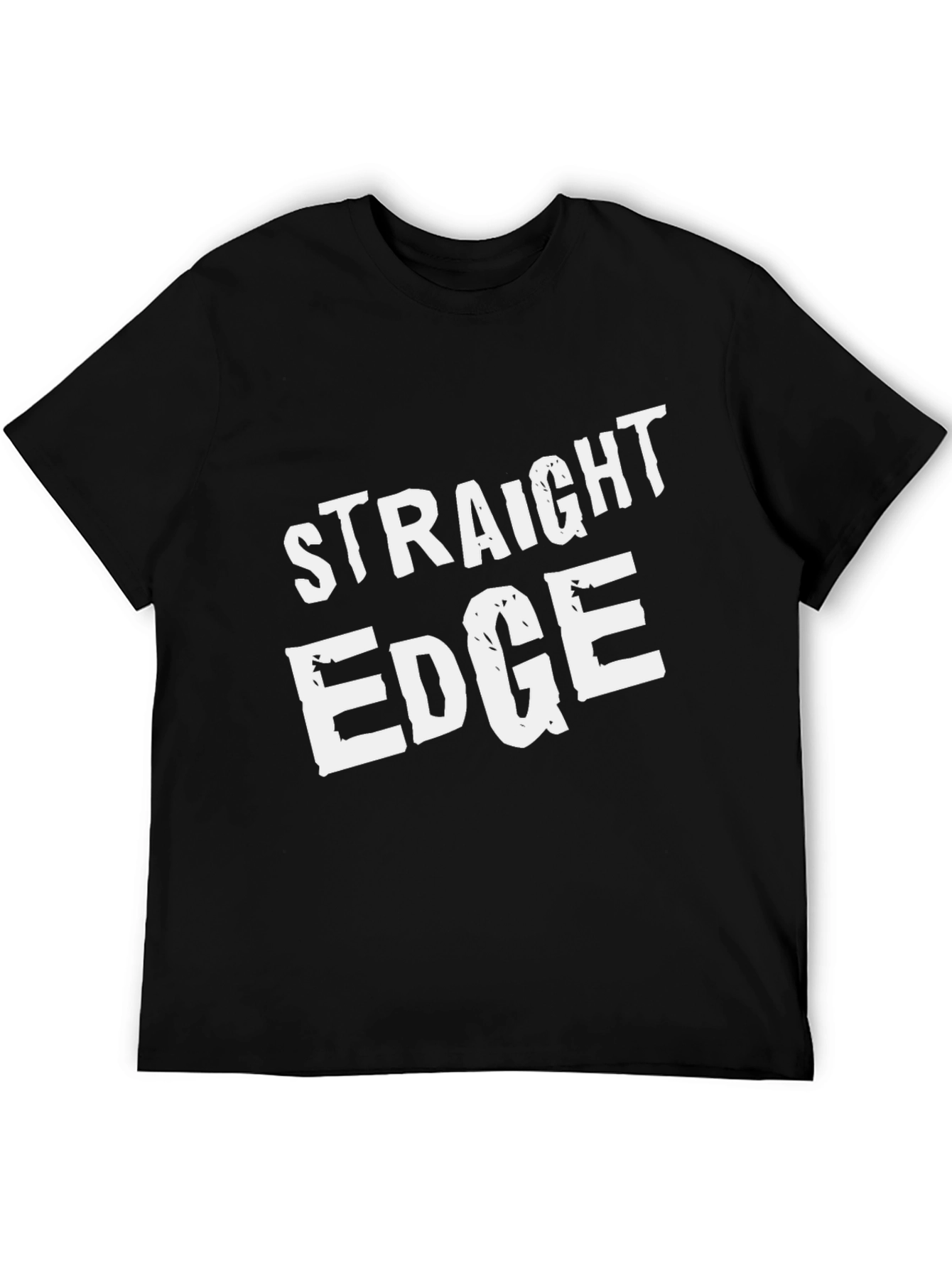 Black Straight Edge Crew Neck Tee - Bold White Print view 5