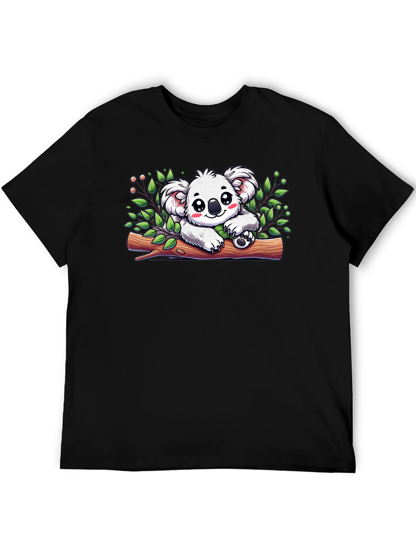 Black Koala Bear Graphic Black T-Shirt view 5