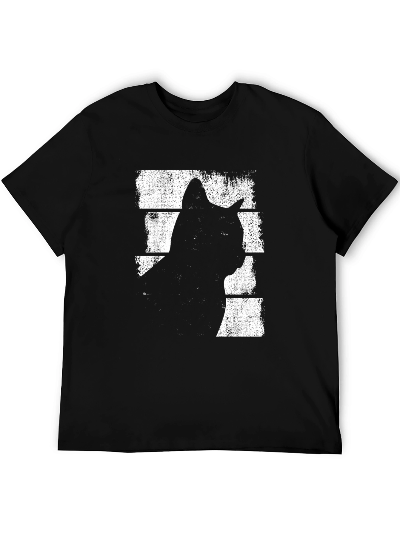Black Cool Cat Silhouette Graphic Tee - Black view 5