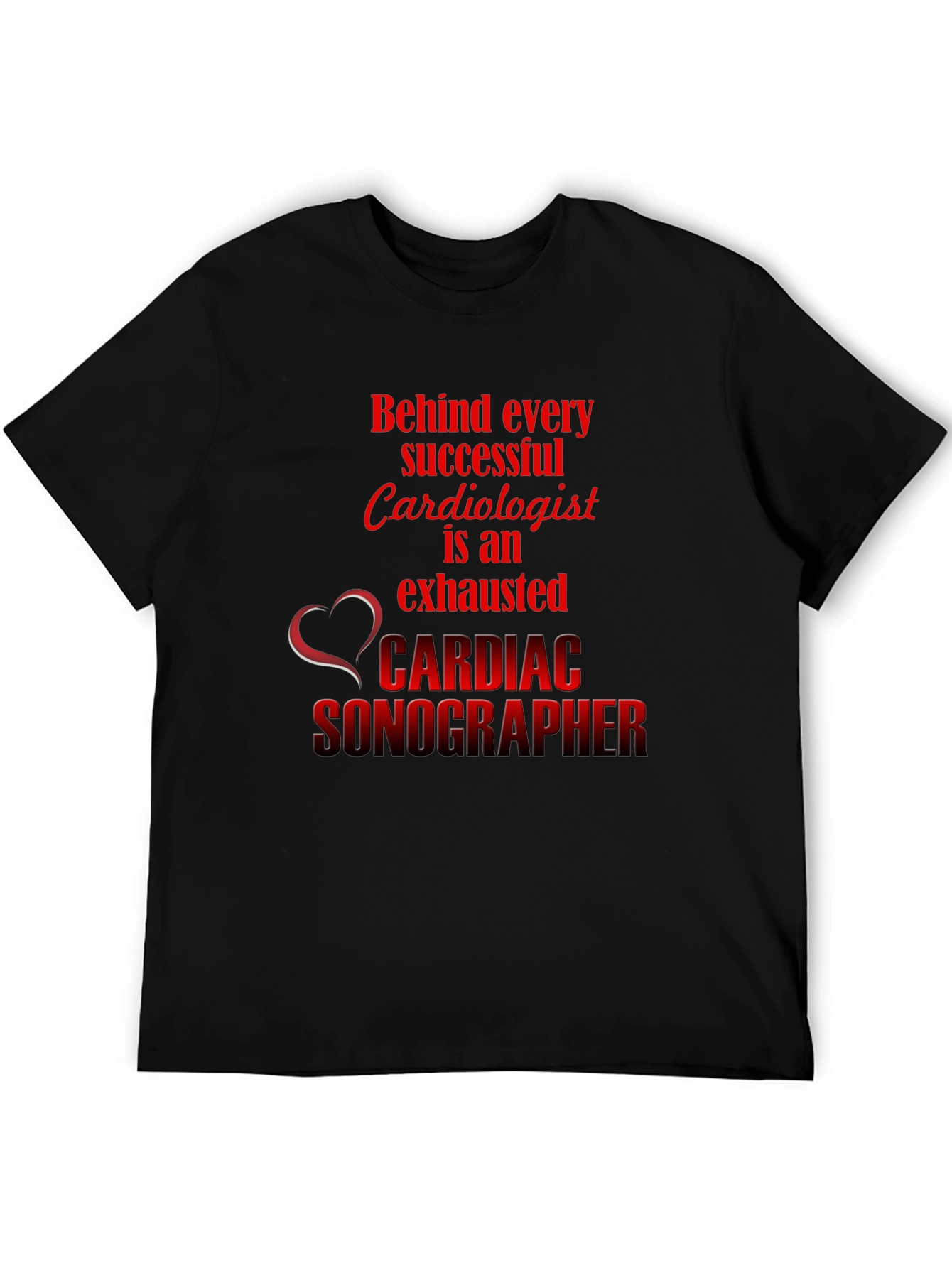 Black Cardiac Sonographer T-Shirt - Medical Professional Apparel view 5