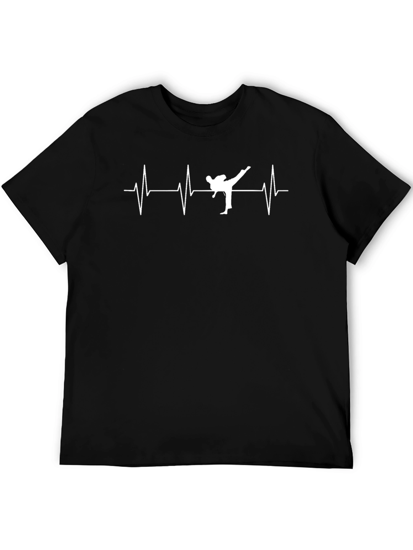 Black Karate Heartbeat T-Shirt - Martial Arts Pulse Tee view 5