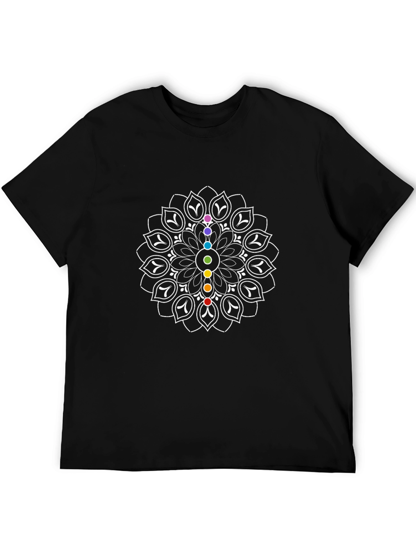 Black Chakra Mandala Graphic Print T-Shirt view 5