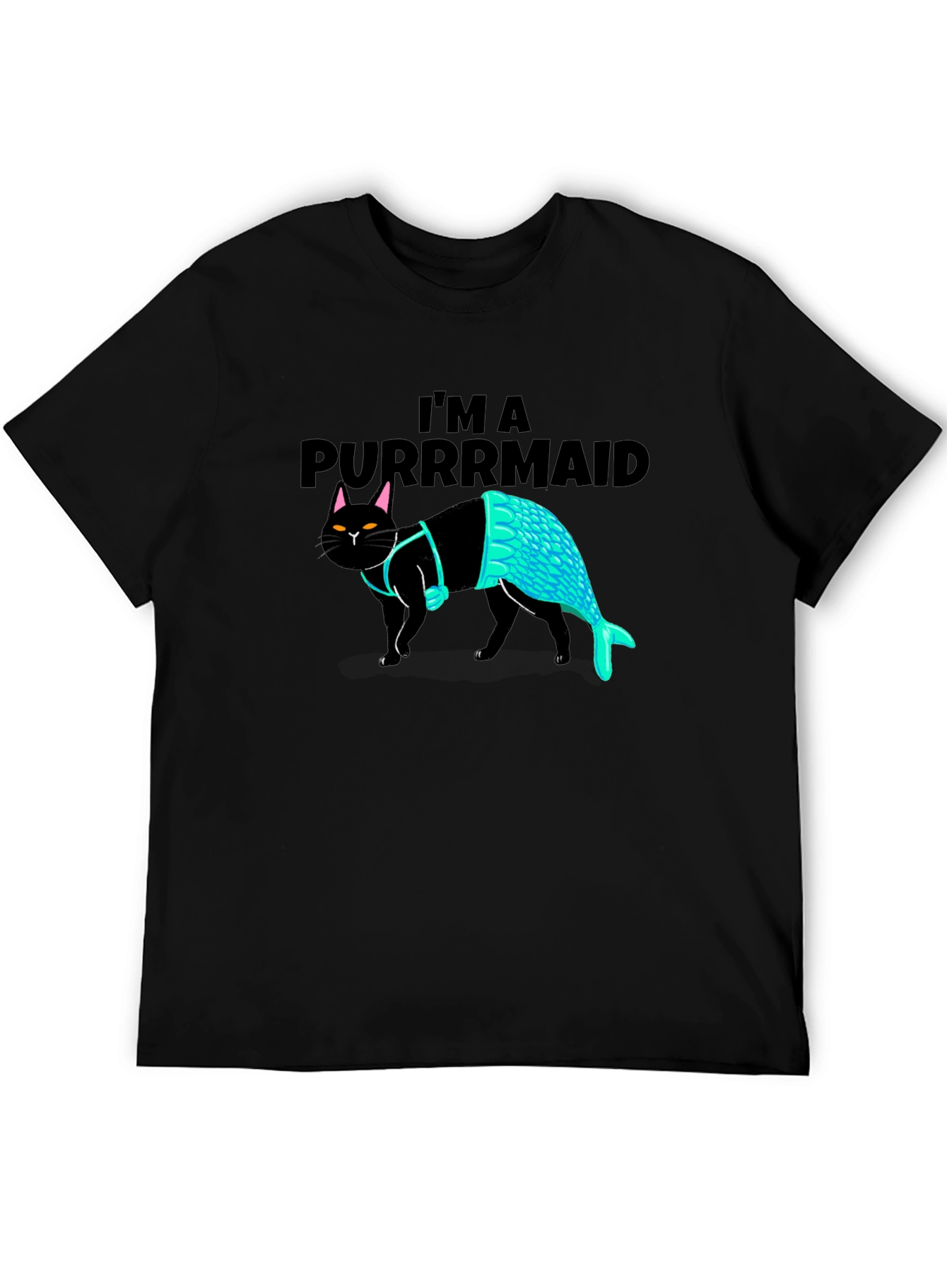 Black Purrmaid T-Shirt: Cat Mermaid Graphic Tee view 5