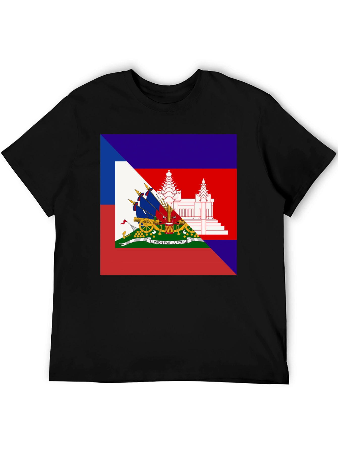 Black Haiti Flag T-Shirt Black Tee view 5
