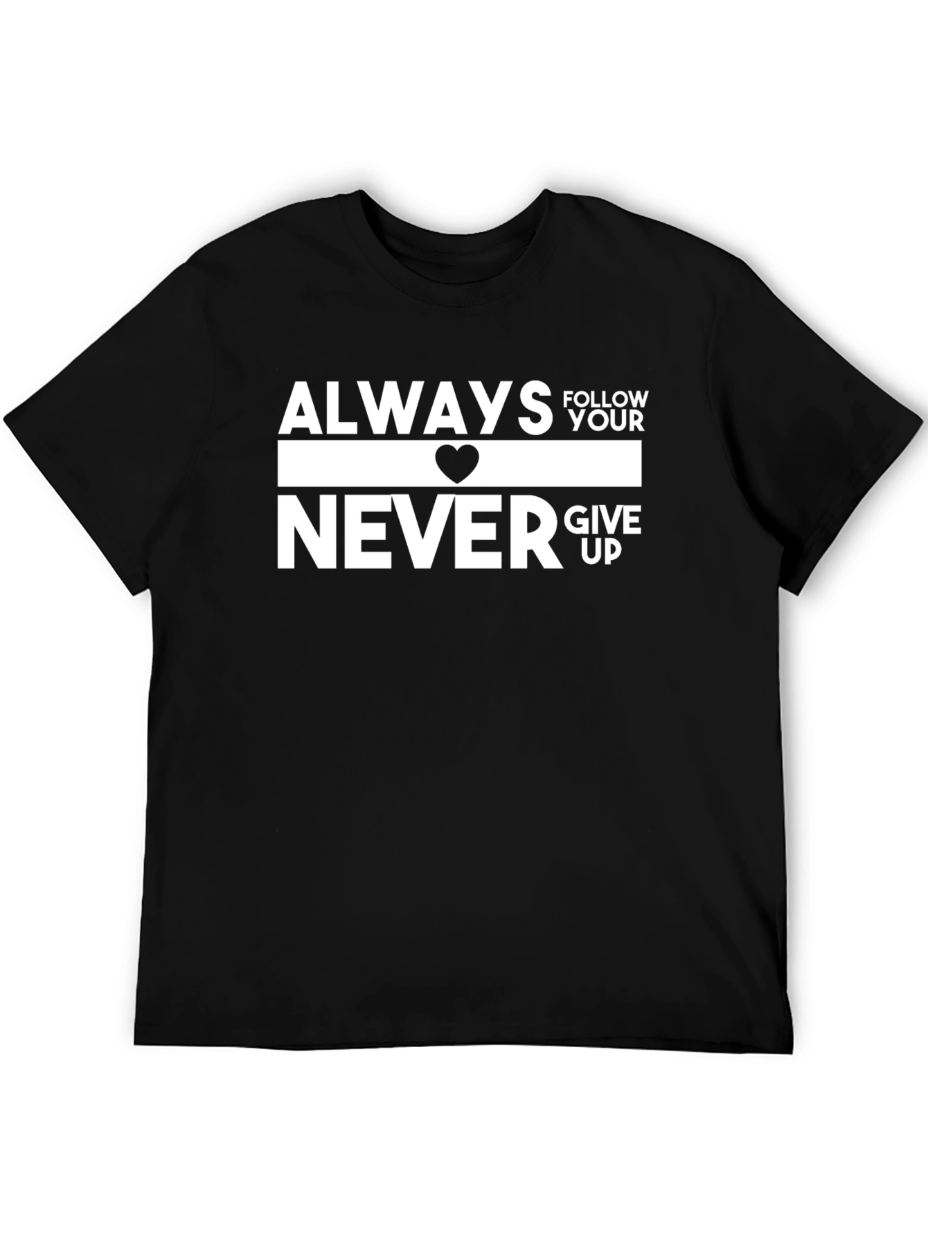 Black Inspirational Graphic Tee - Always Follow Your Heart T-Shirt view 5