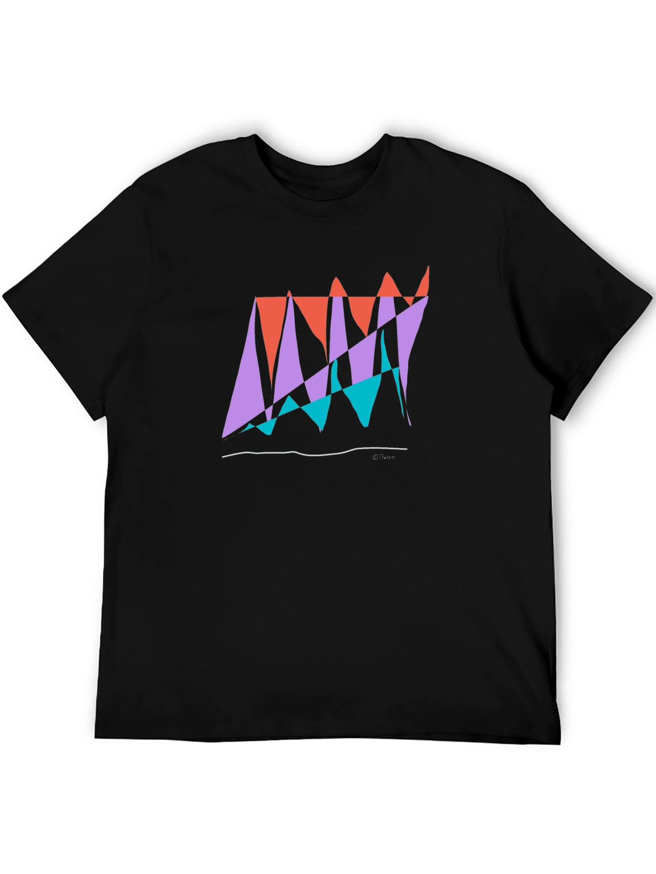 Black Abstract Graphic Tee - Modern Art Inspired Black T-Shirt view 5