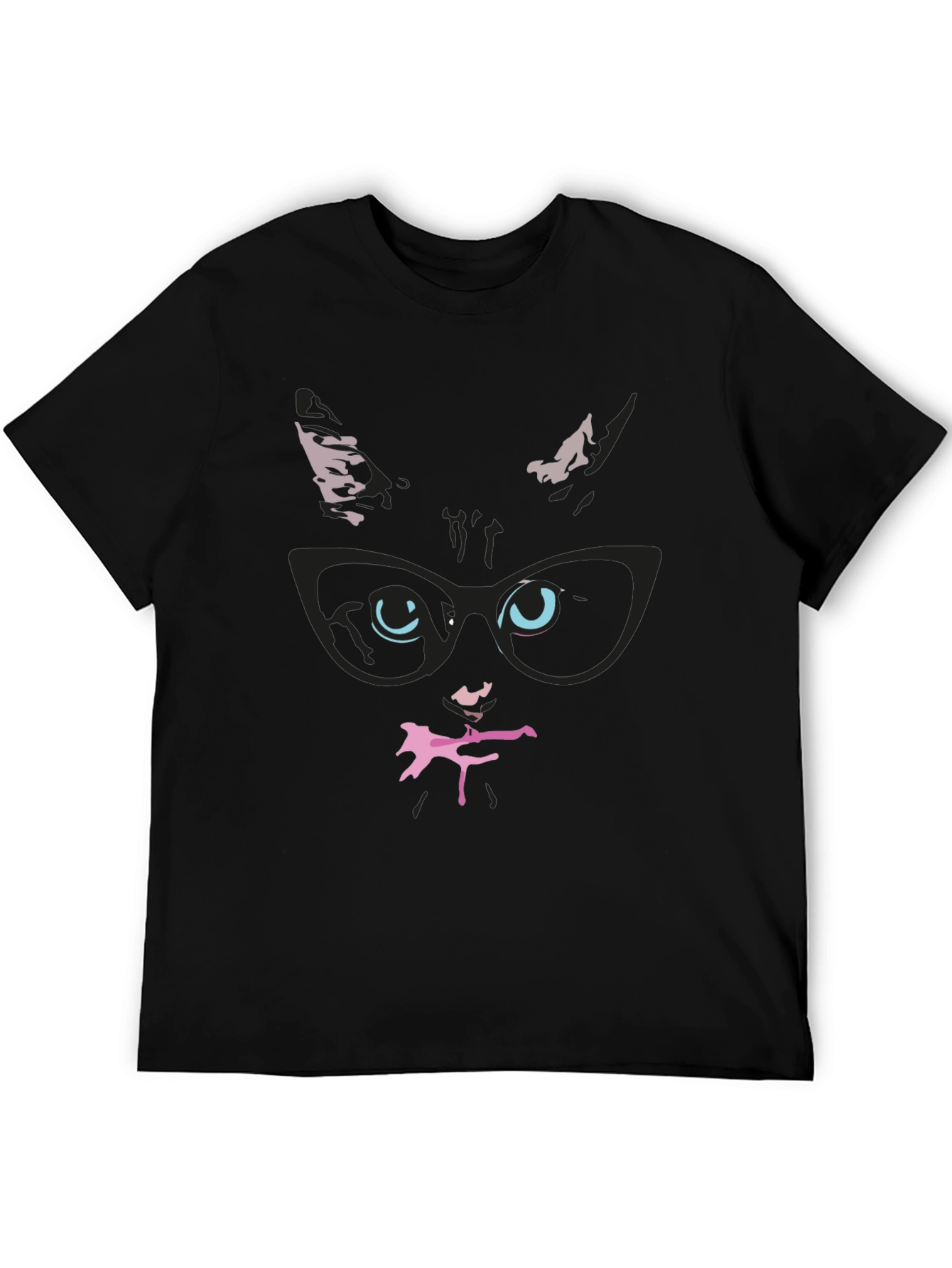 Black Cool Cat in Glasses T-Shirt view 5