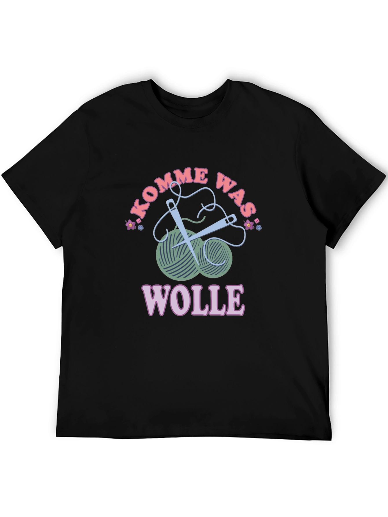 Black Kommen Was Wolle T-Shirt - Knitting Love view 5