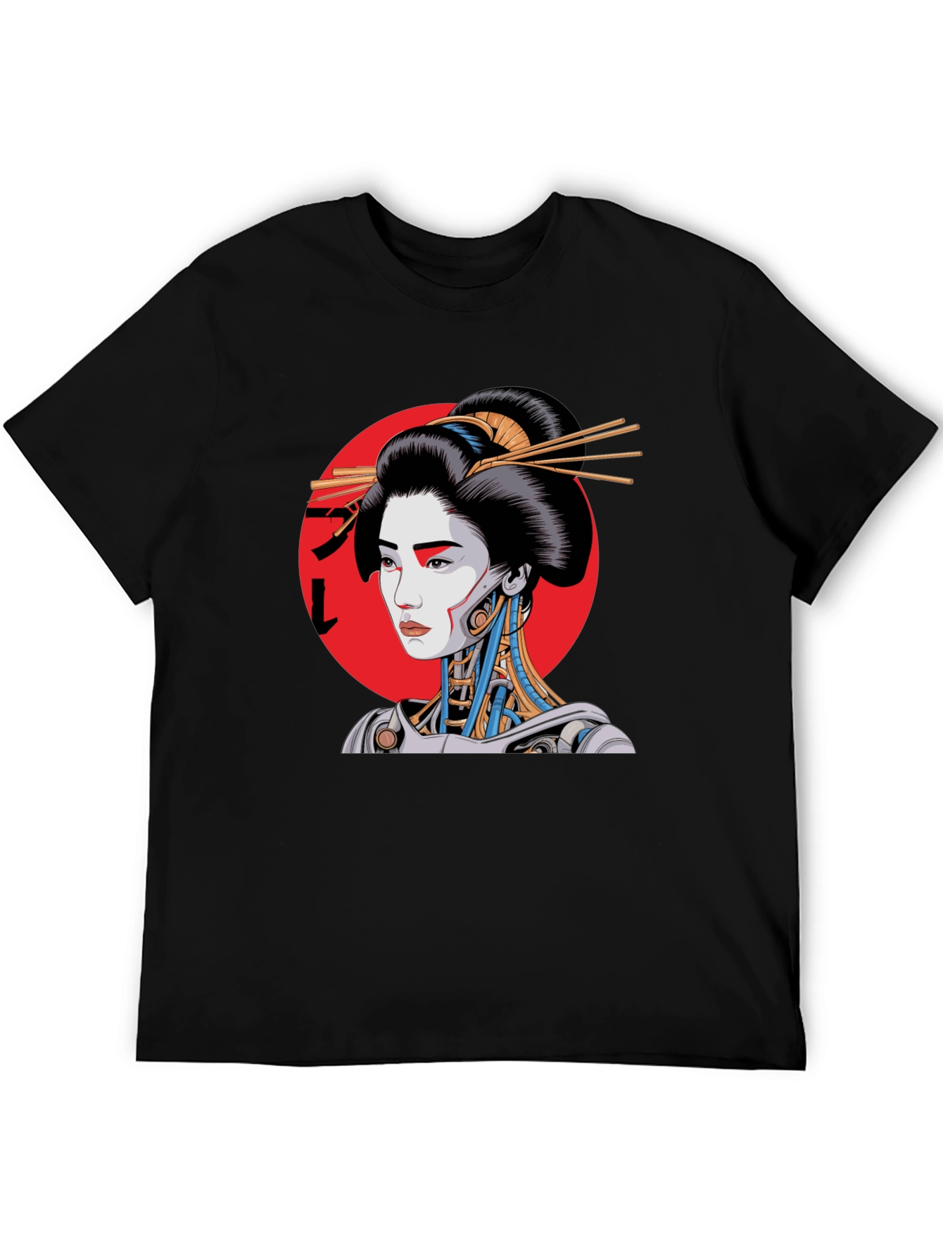 Black Cyberpunk Geisha Graphic Tee - Black view 5