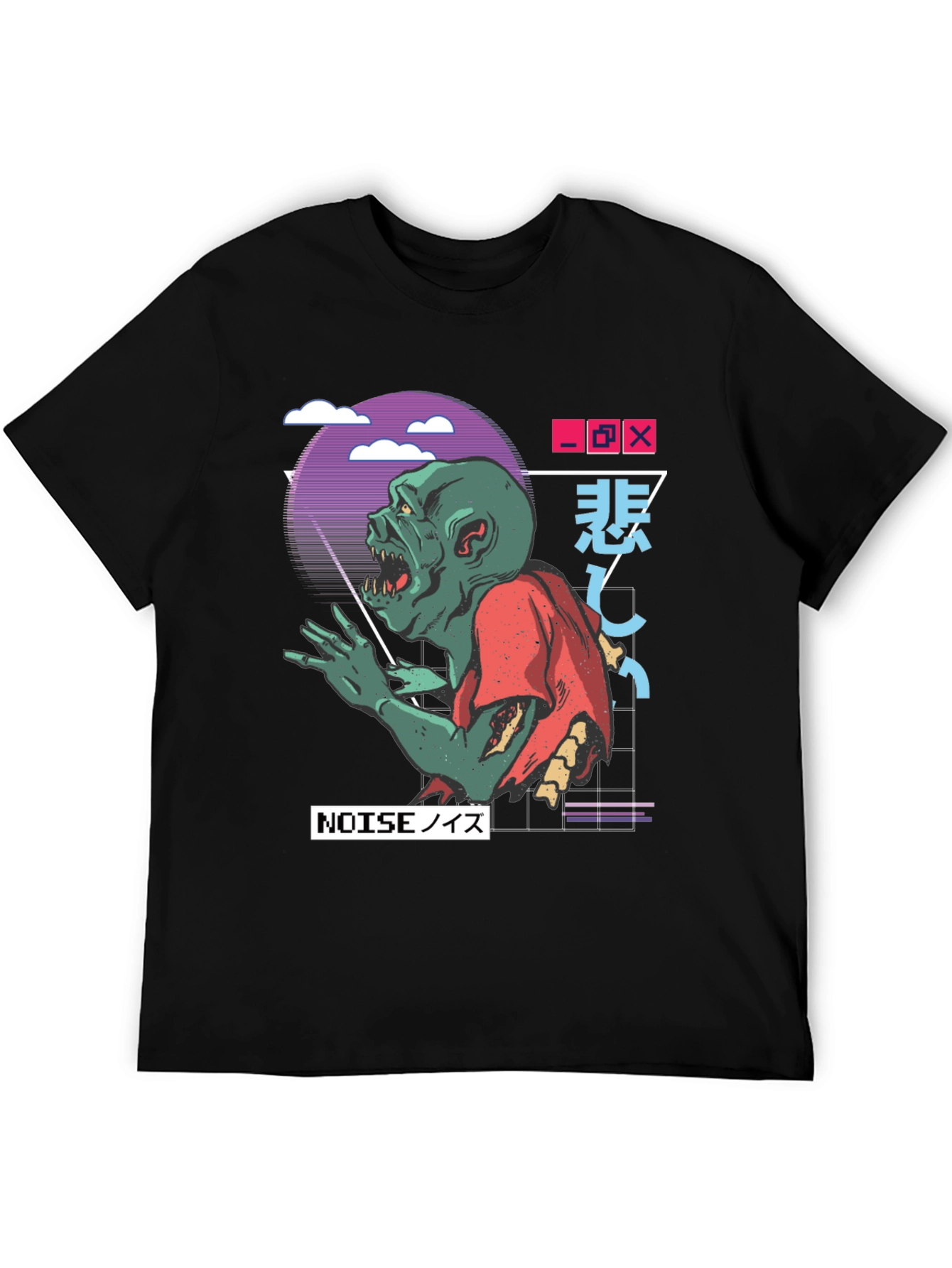 Black Zombie Noise T-Shirt - Vaporwave Style view 5
