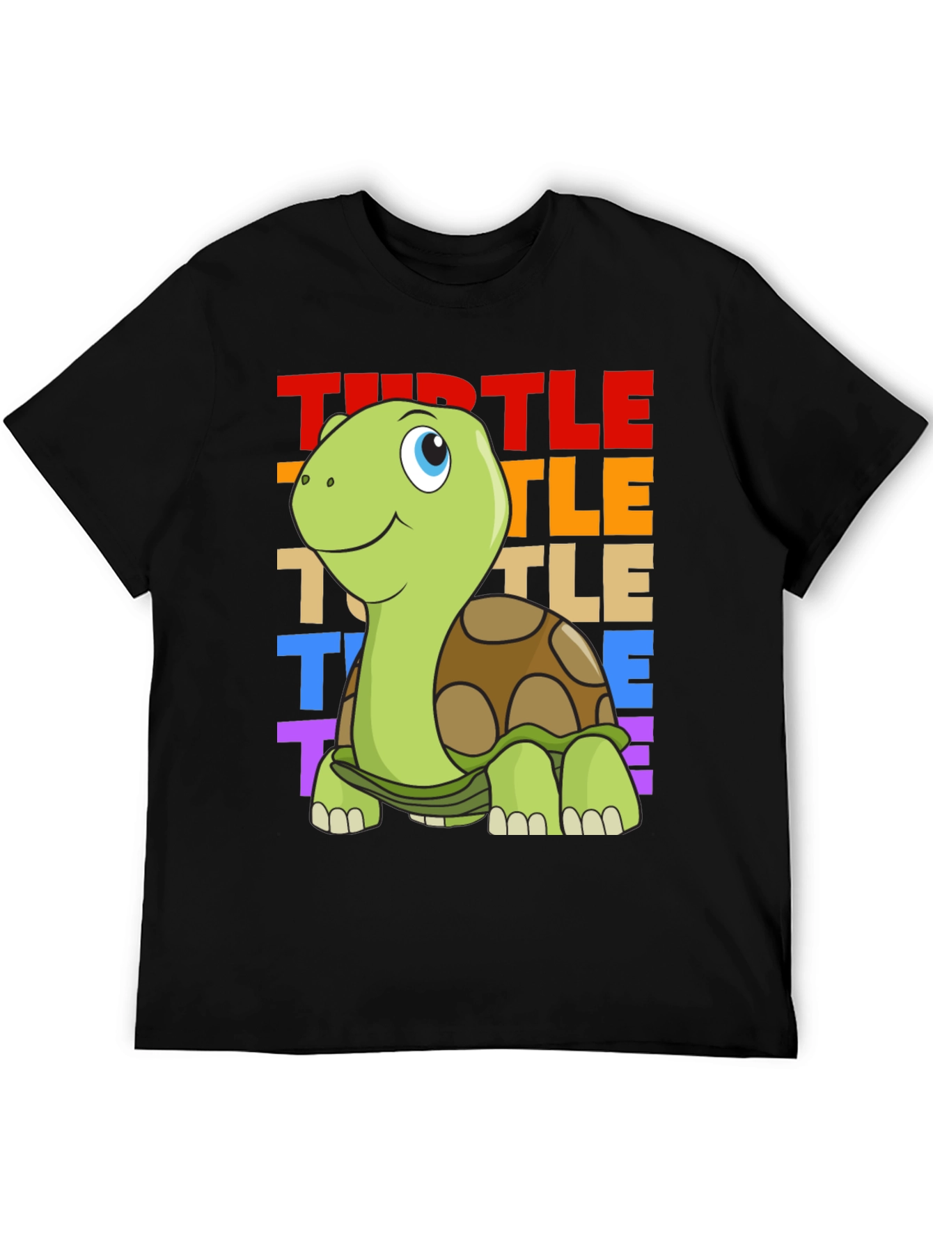 Black Cartoon Turtle Graphic Tee - Unisex Black T-Shirt view 5