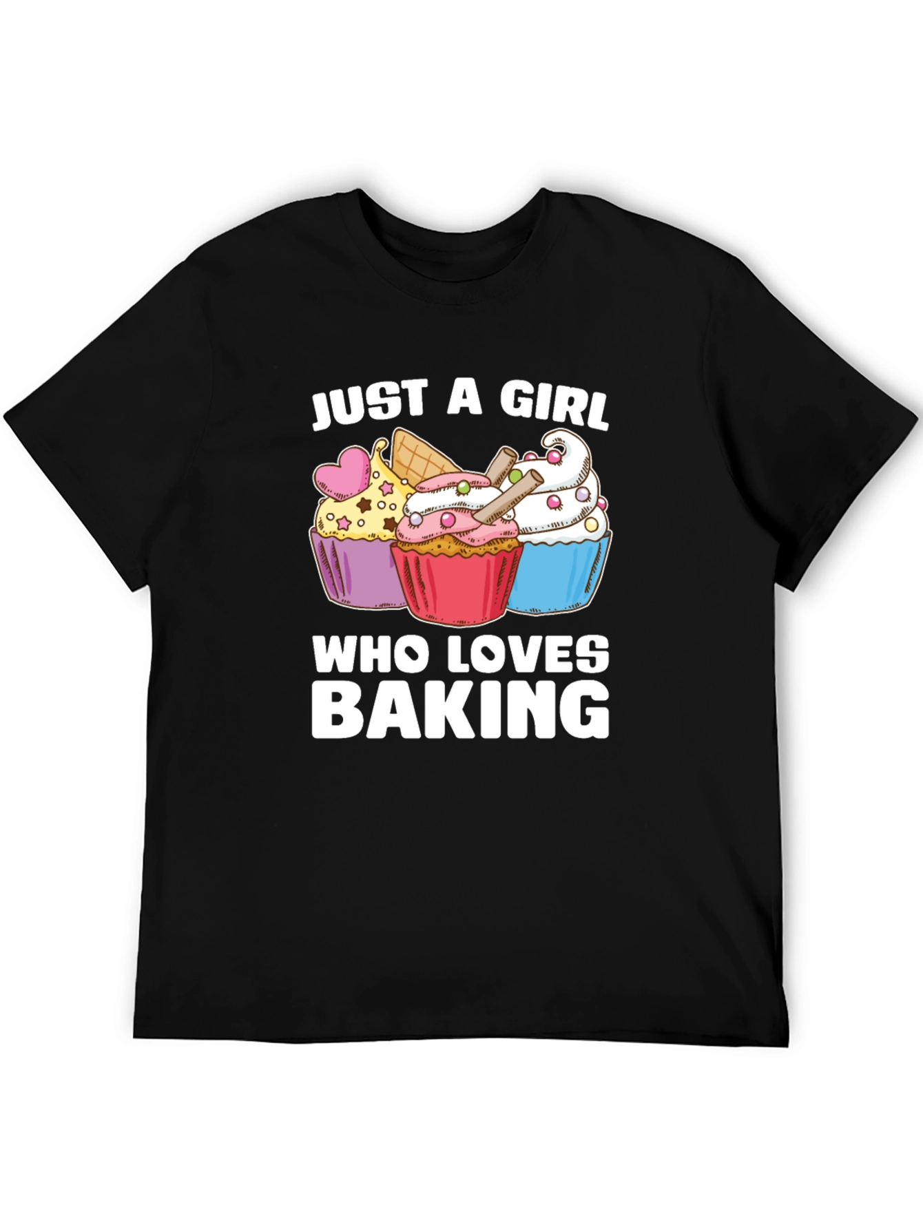 Black Just A Girl Who Loves Baking Cupcake T-Shirt view 5