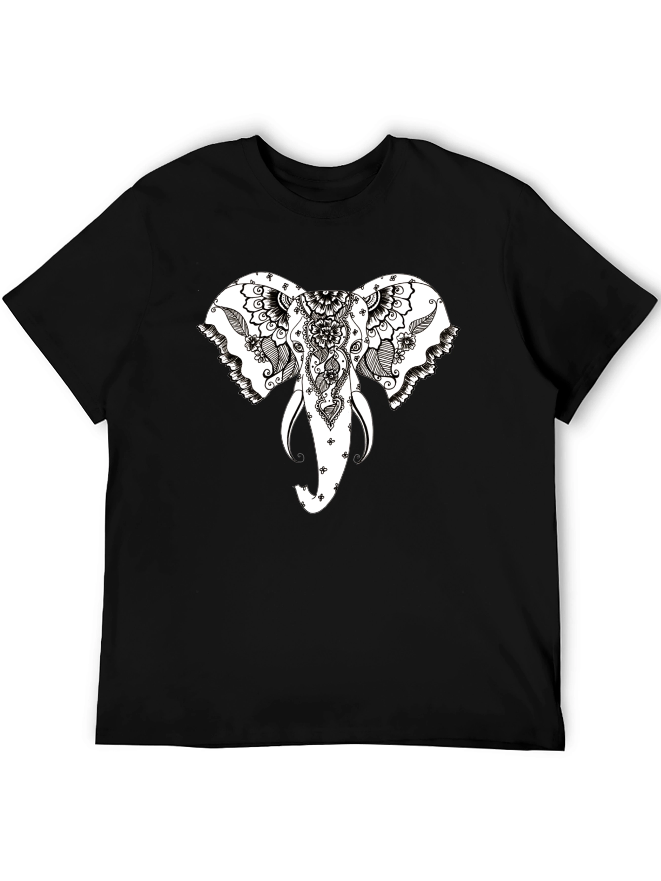 Black Elephant Head Graphic Black T-Shirt view 5