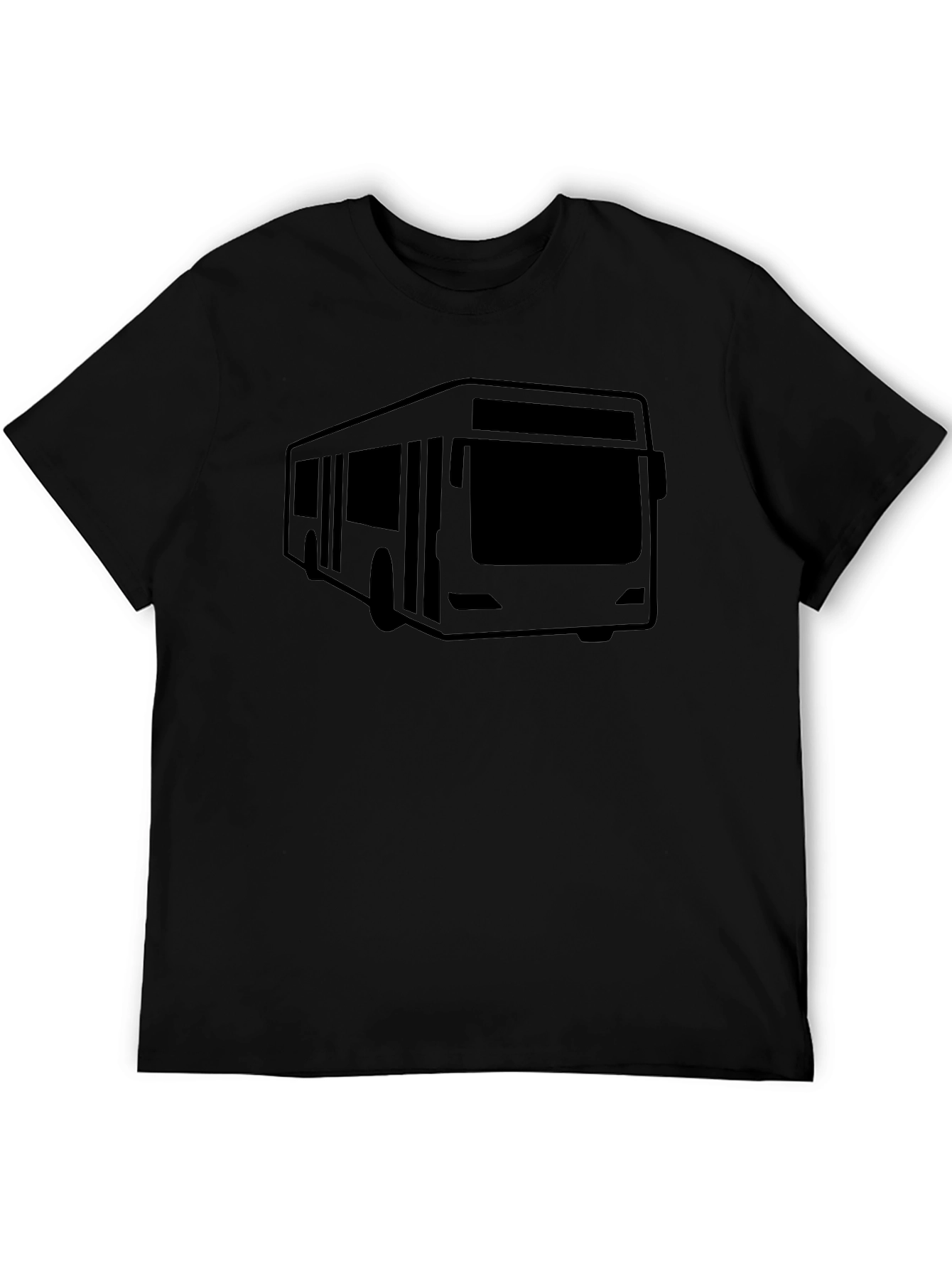Black Bus Graphic Tee - Black Cotton Blend Comfort Fit view 5