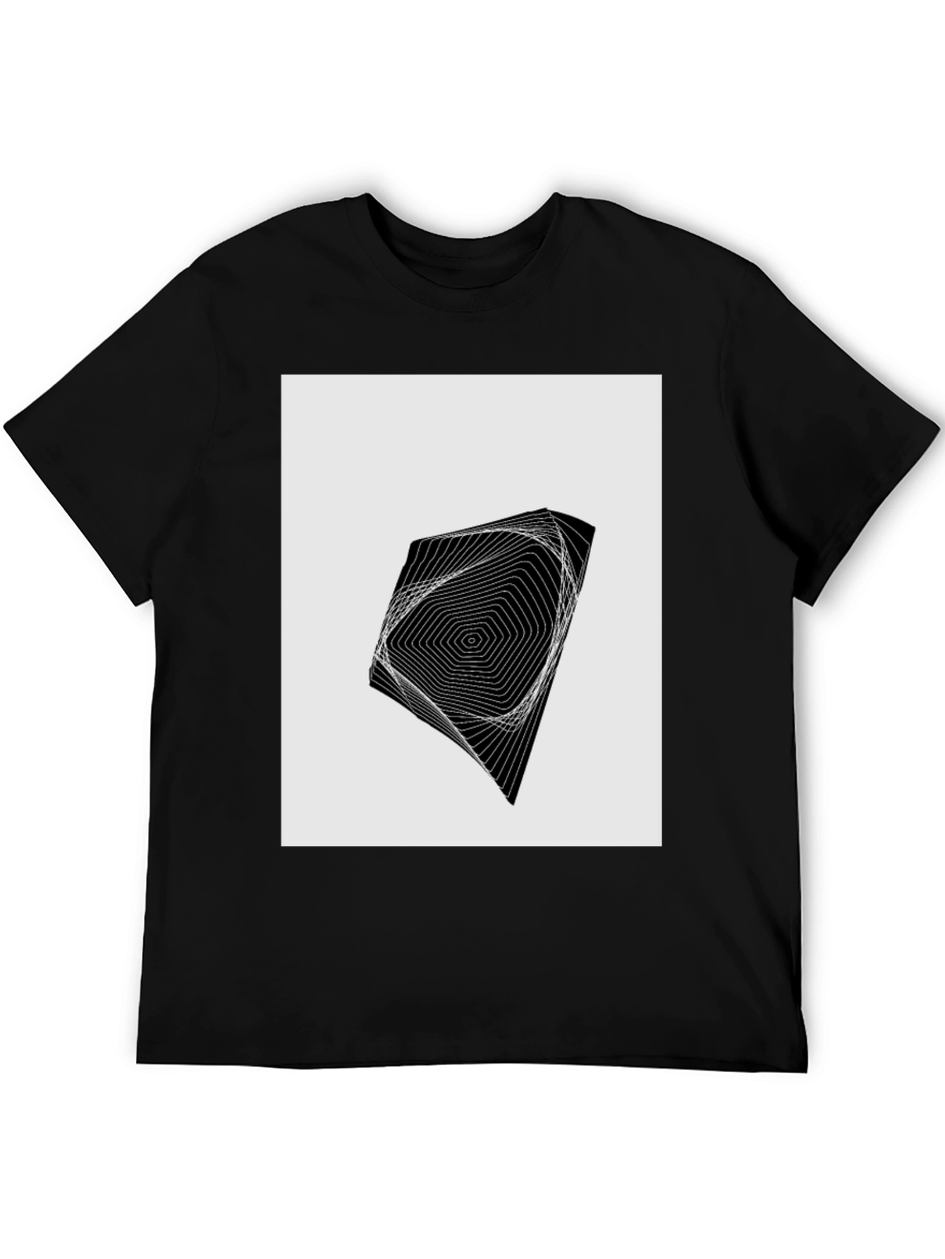 Black Geometric Illusion Graphic Tee view 5