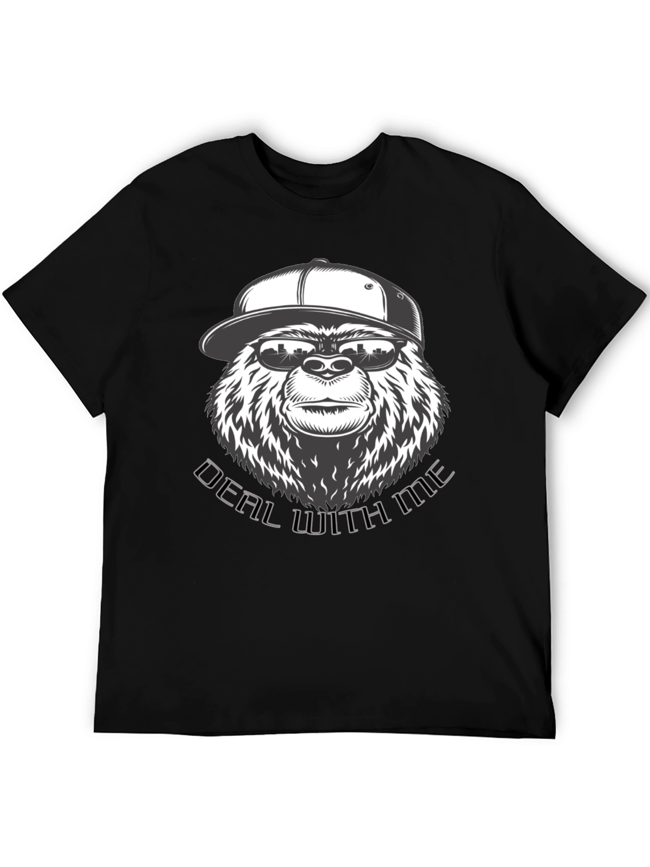 Black Cool Gorilla Deal With Me Black Graphic T-Shirt view 5