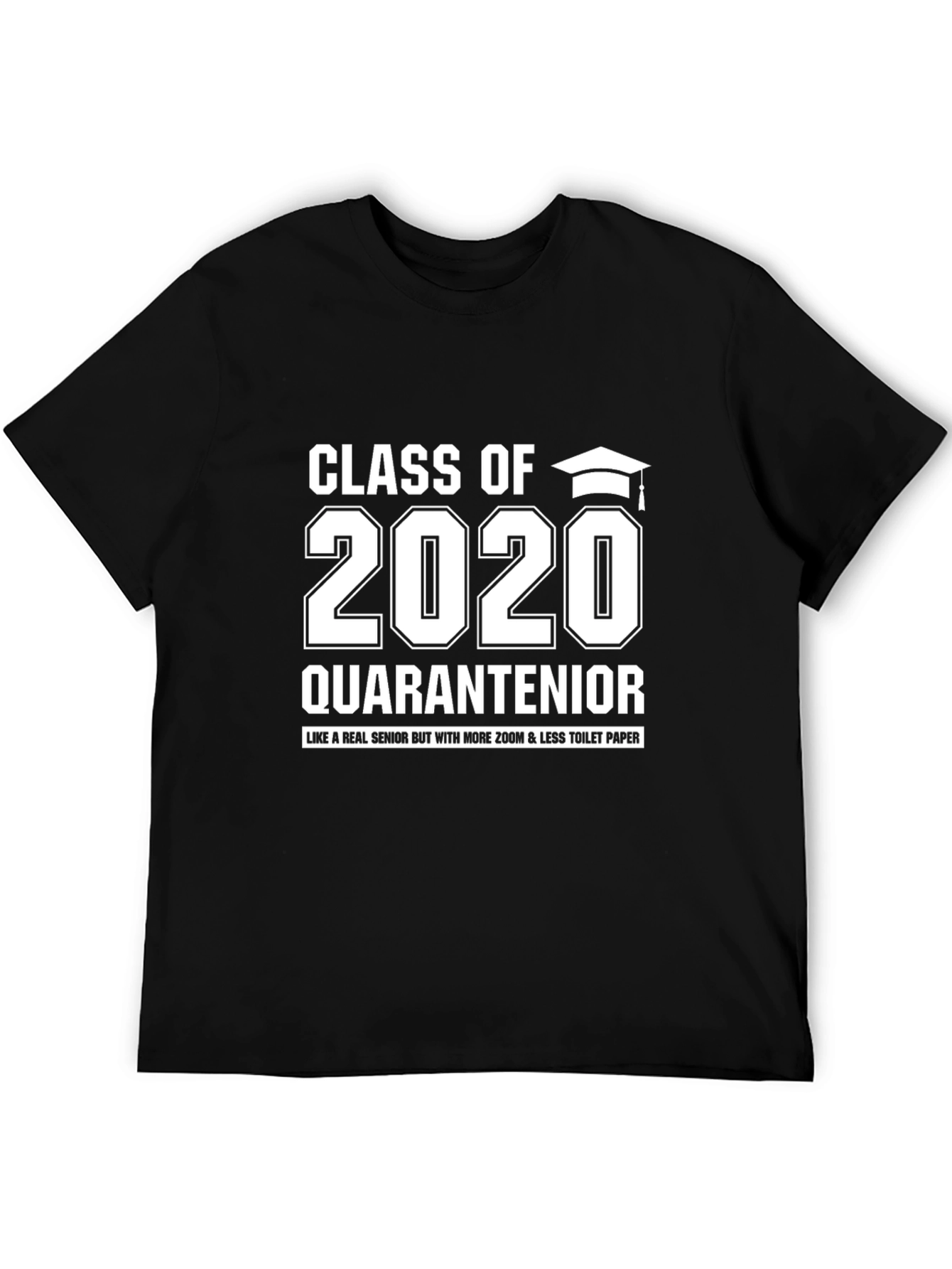 Black Class of 2020 Quarantenior Graduation T-Shirt view 5