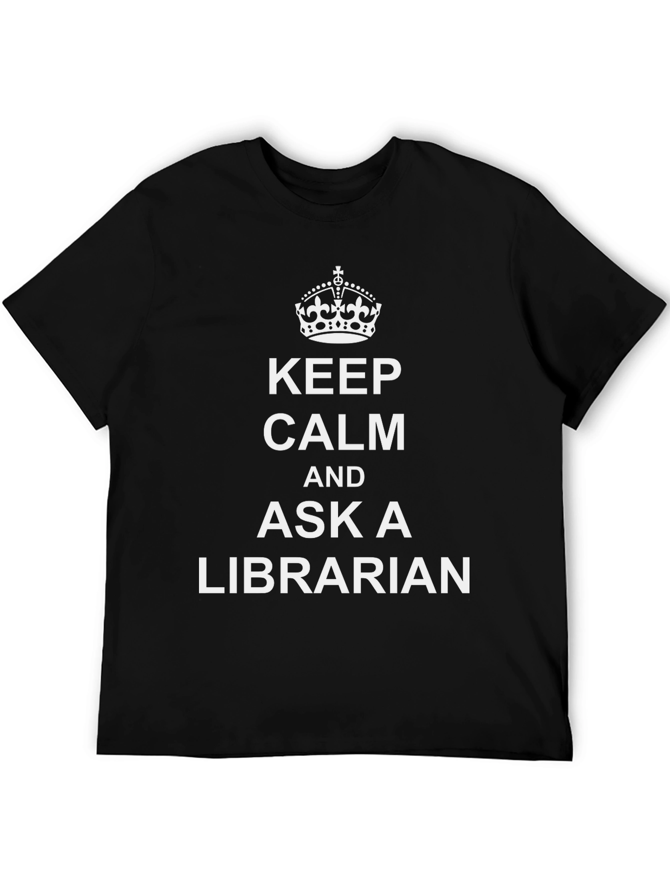 Black Keep Calm and Ask a Librarian Black T-Shirt view 5