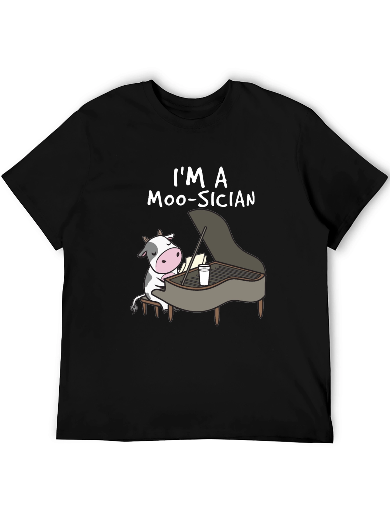 Black I'm a Moo-sician Funny Cow Piano T-Shirt view 5