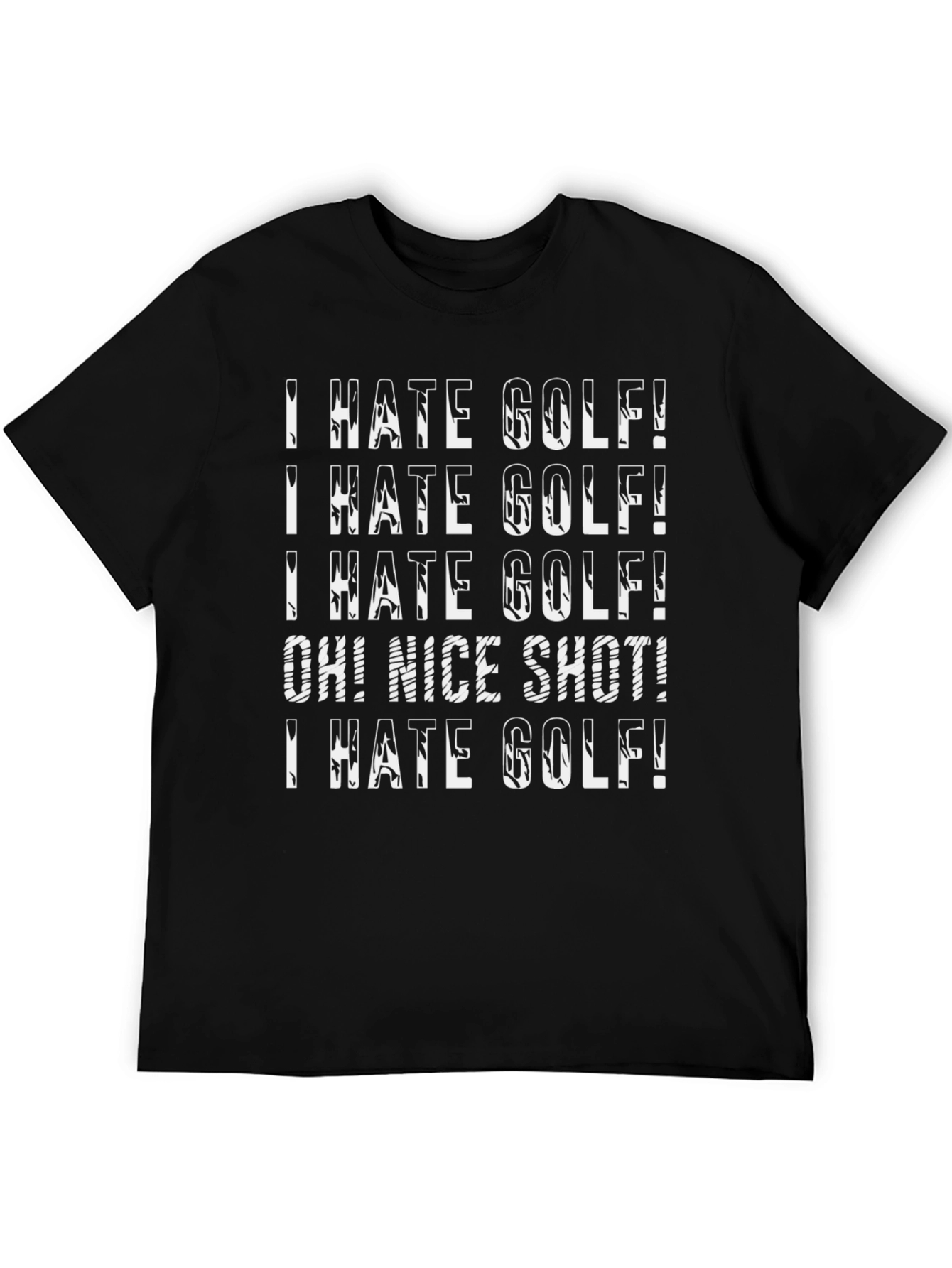 Black I Hate Golf! Funny Graphic T-Shirt view 5
