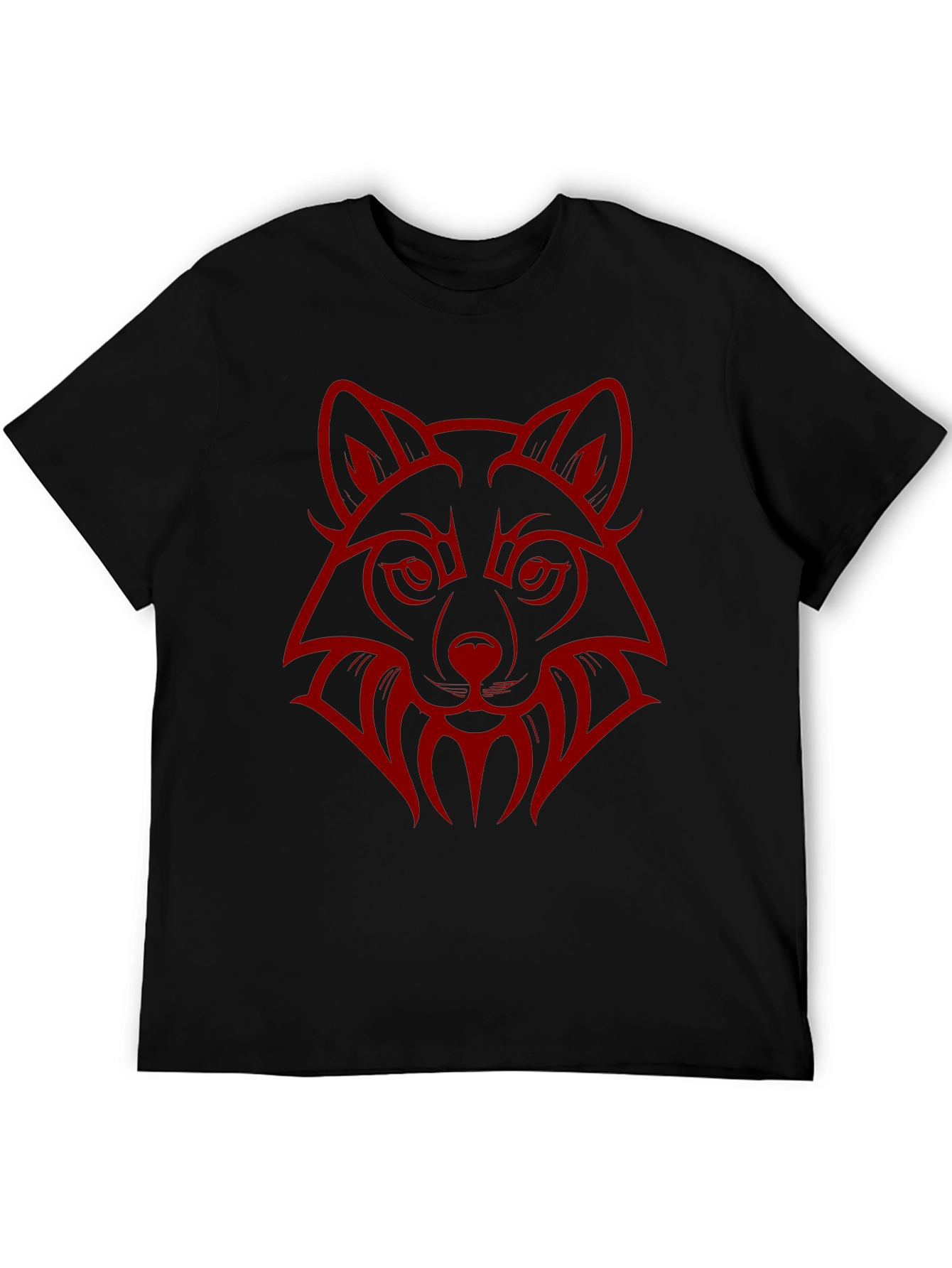 Black Wolf Head Graphic Print Crew Neck T-Shirt view 5