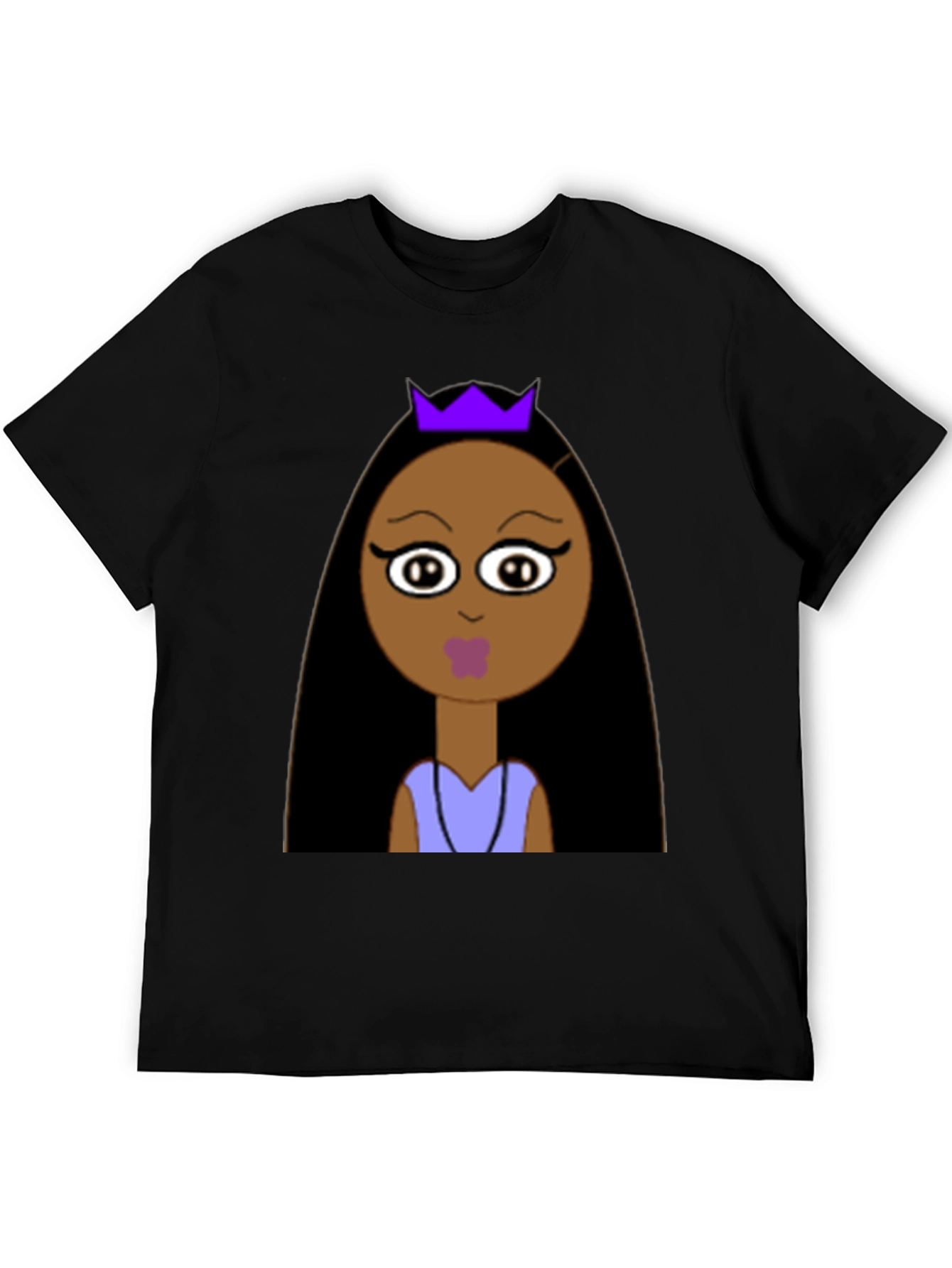 Black Cartoon Princess Graphic Tee - Unisex Black T-Shirt view 5