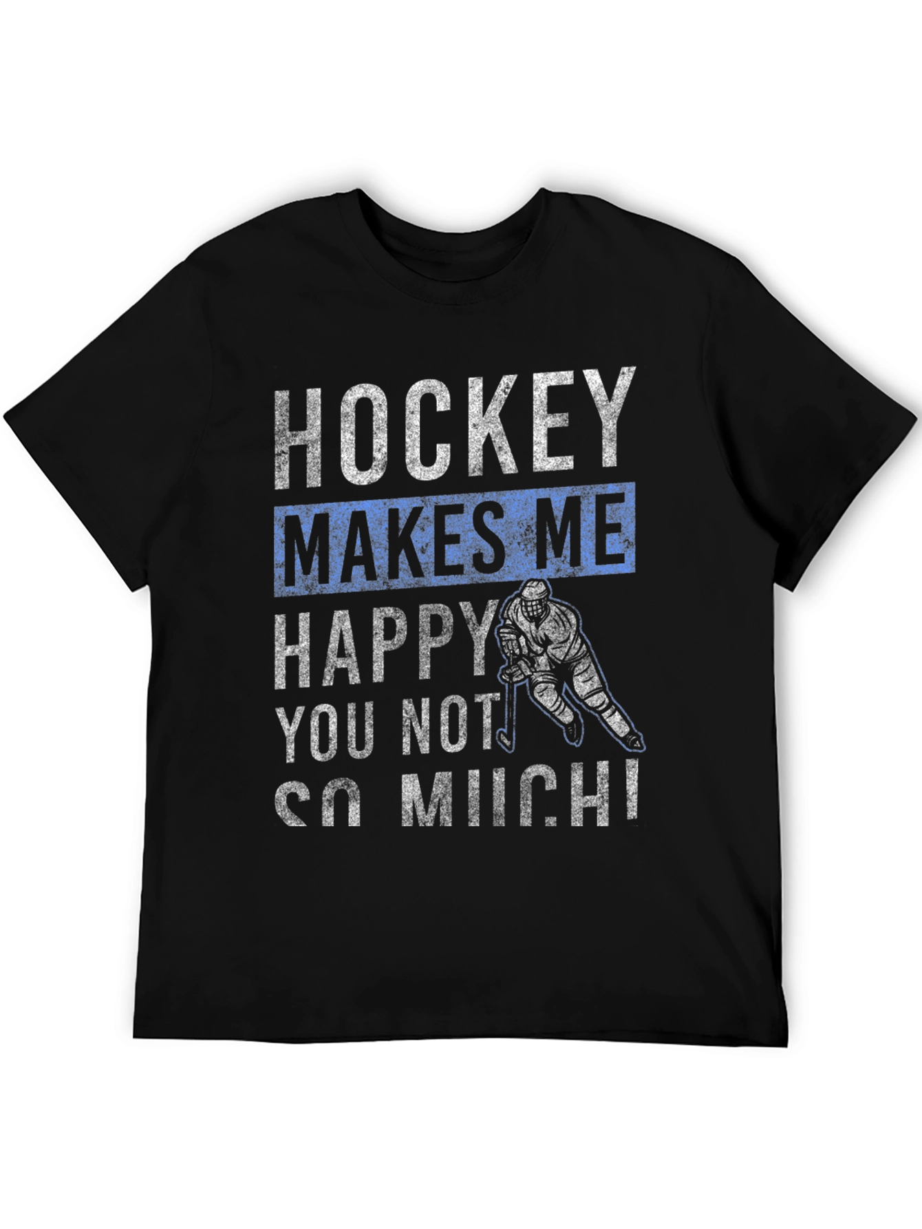 Black Hockey Makes Me Happy T-Shirt view 5