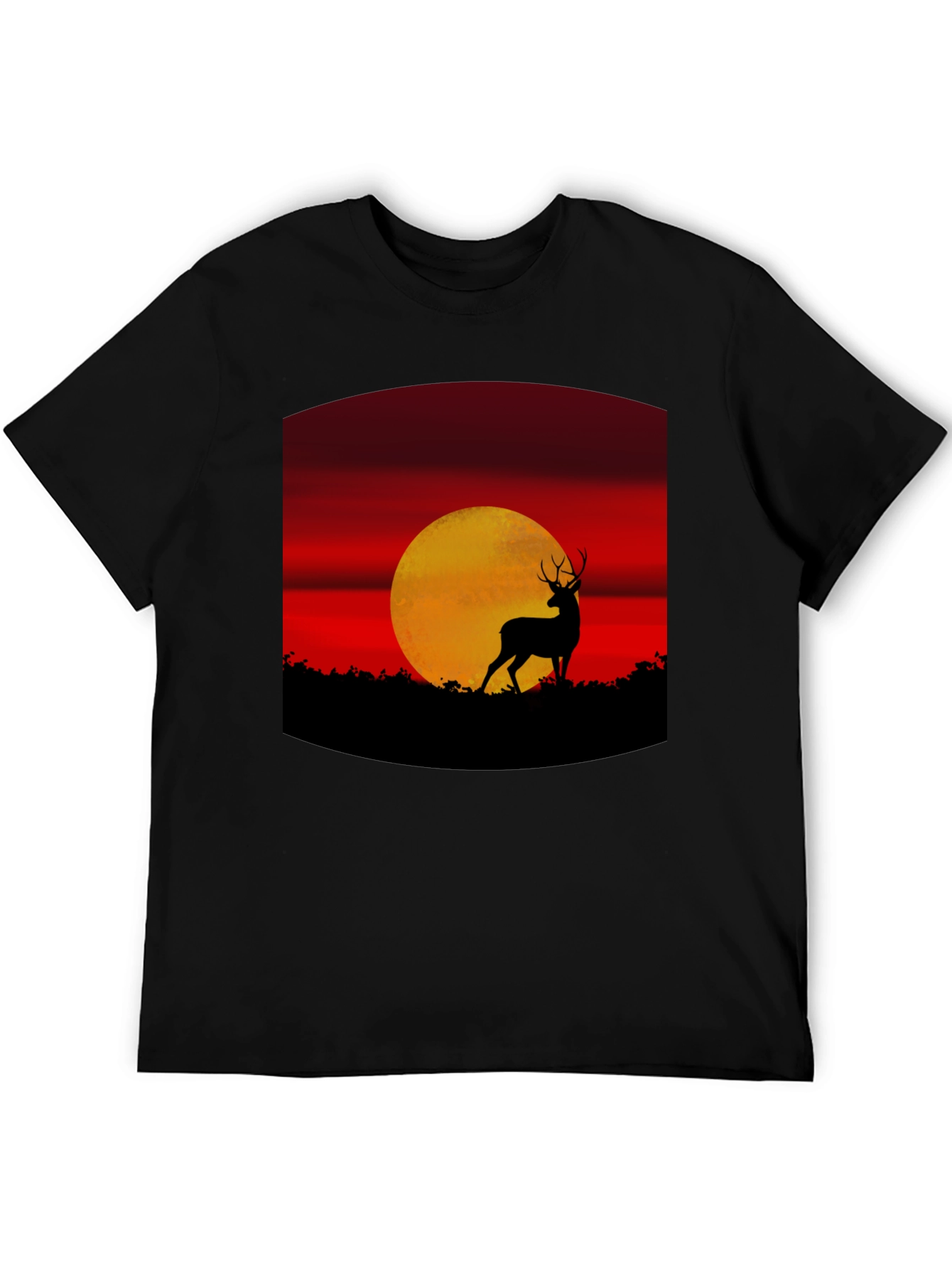 Black Deer Sunset Graphic Tee - Nature Inspired T-Shirt view 5