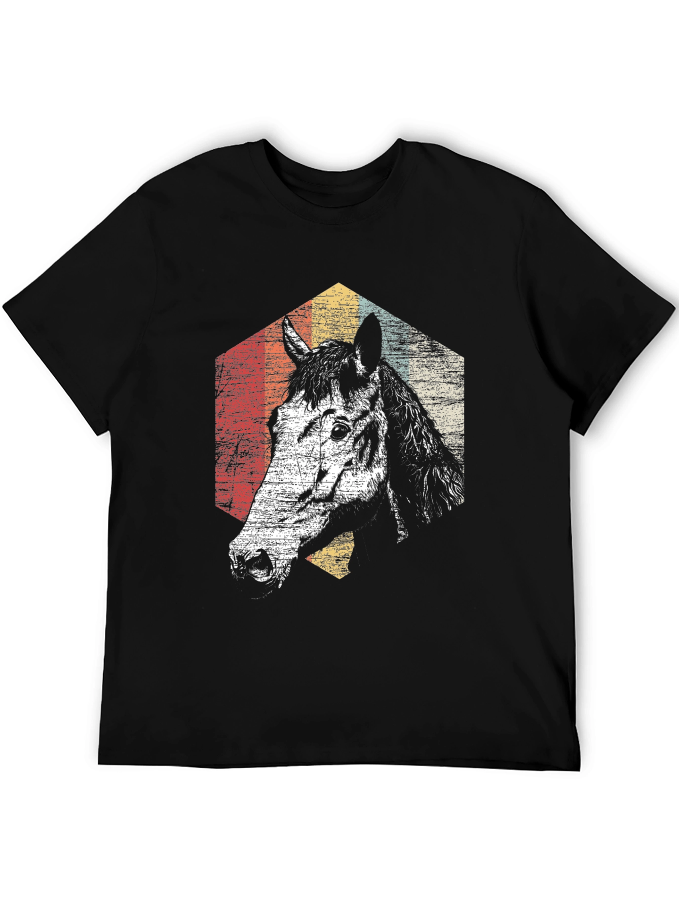 Black Retro Horse Graphic T-Shirt - Black view 5