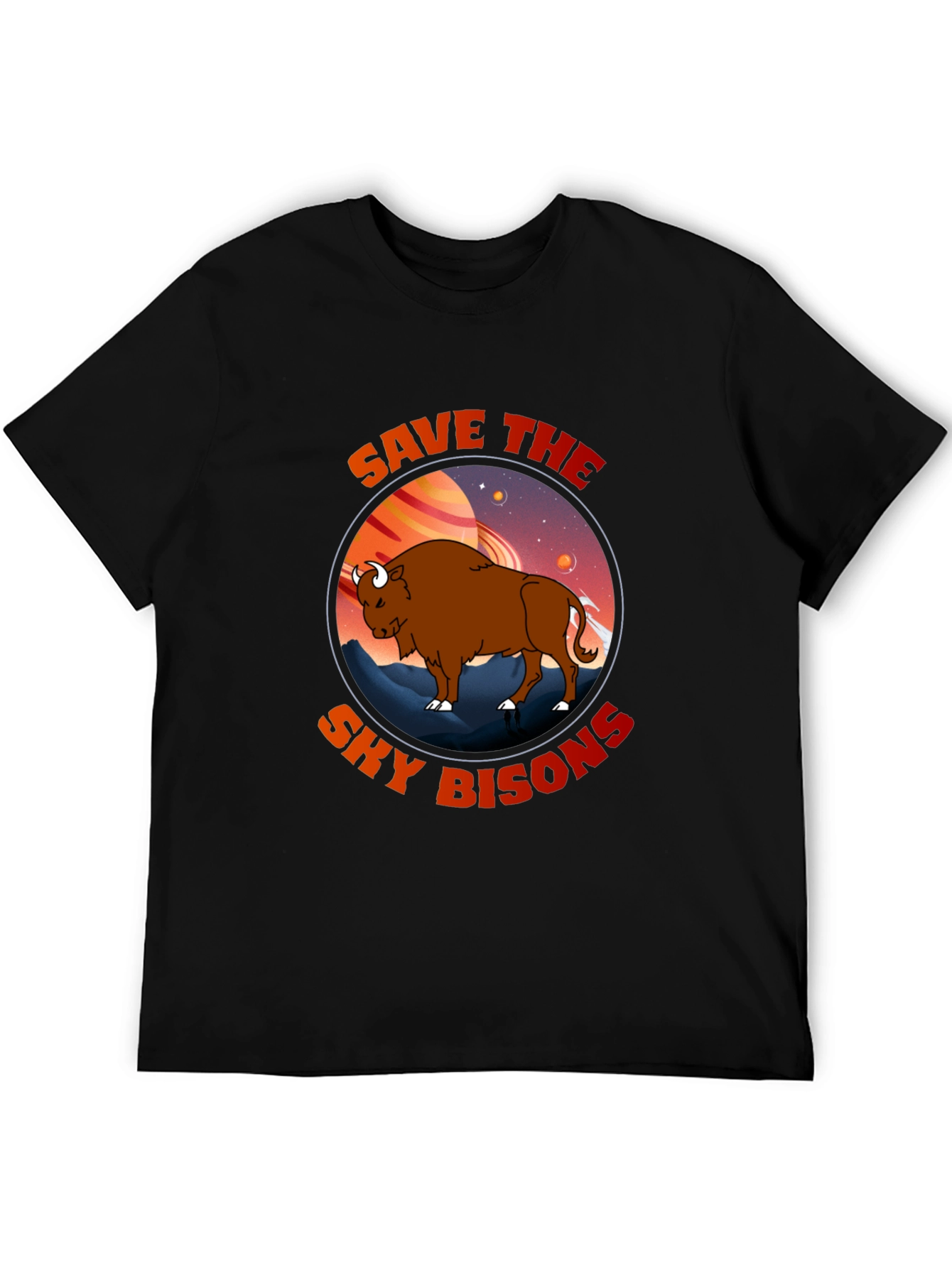 Black Save The Sky Bisons Graphic T-Shirt view 5