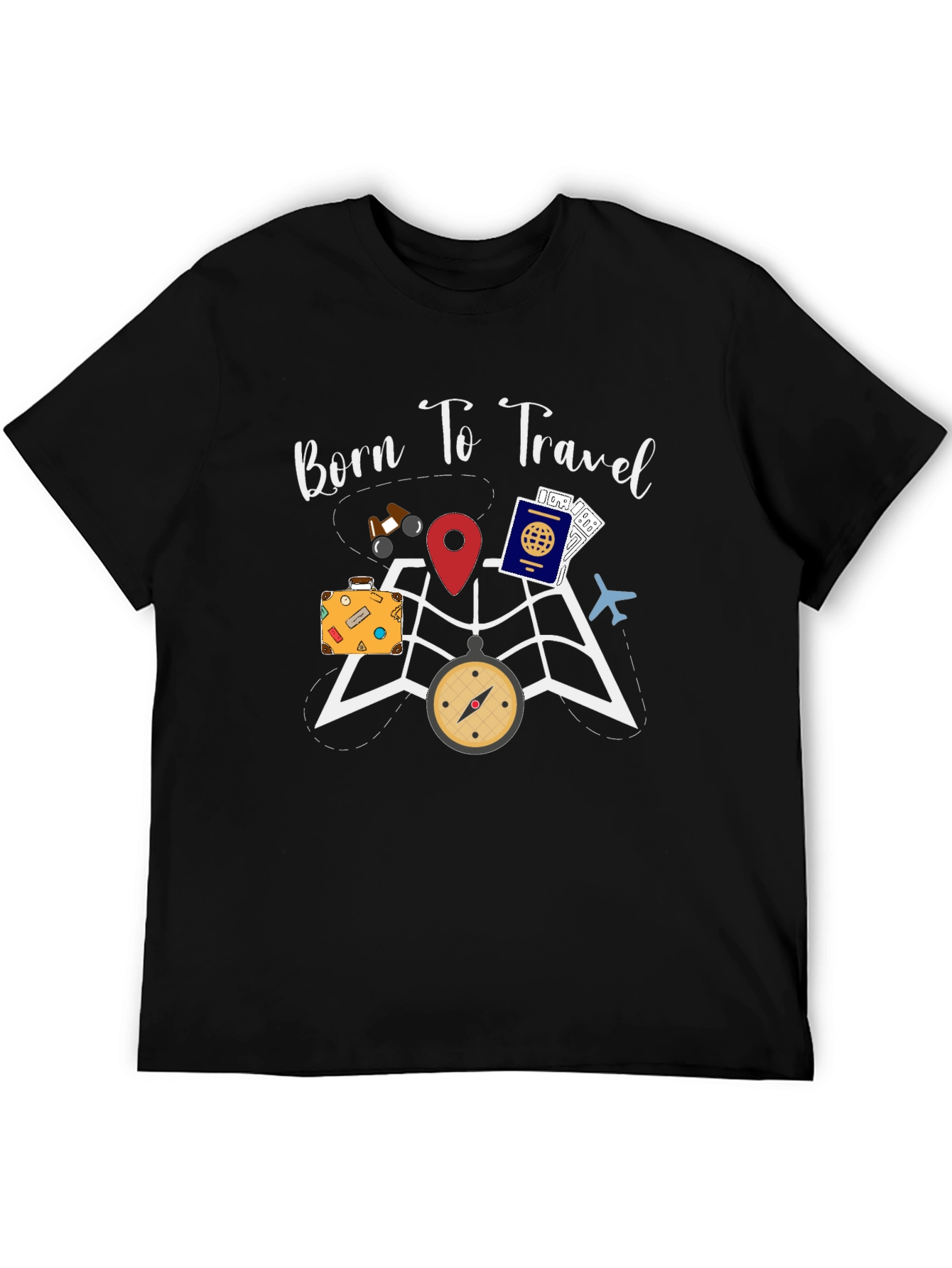 Black Born To Travel T-Shirt - Adventure Awaits! view 5