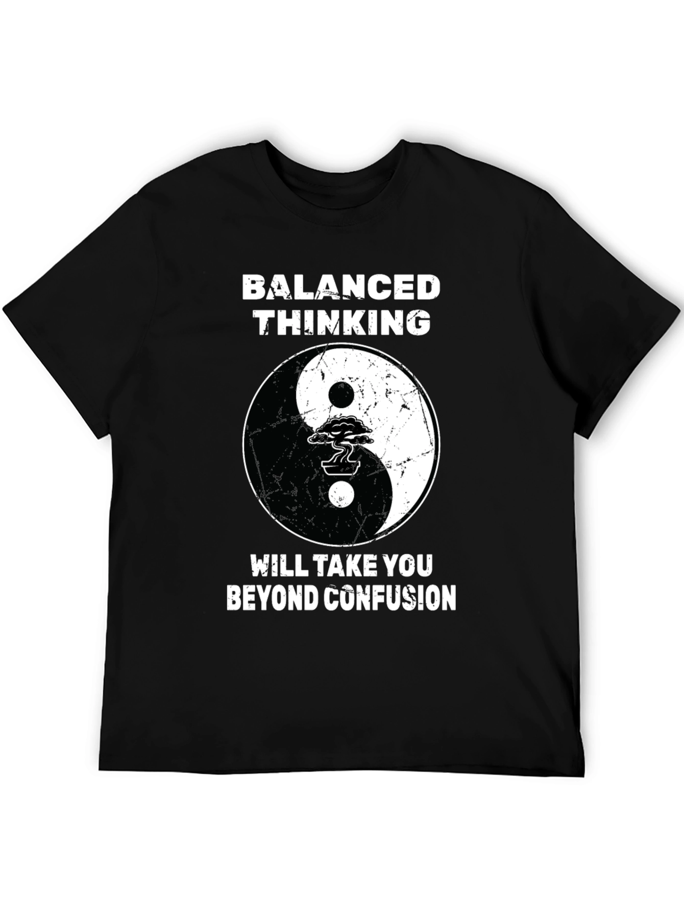 Black Balanced Thinking Yin Yang T-Shirt view 5