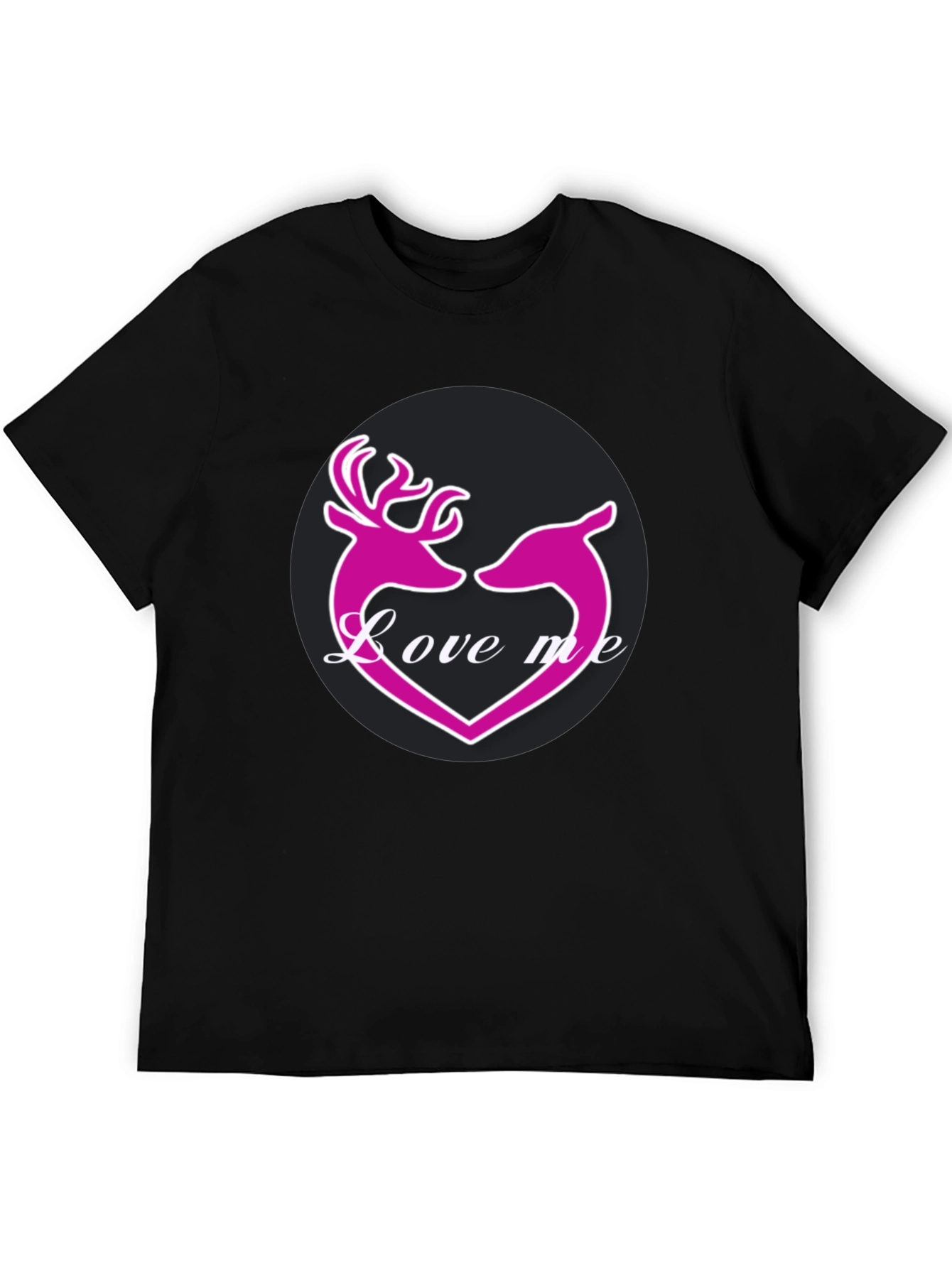 Black Love Me Deer Heart Graphic T-Shirt view 5
