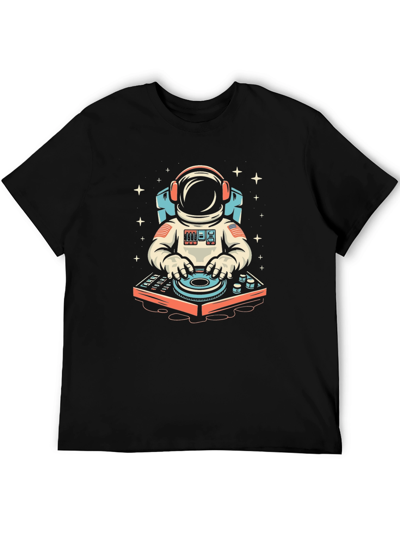 Black Astronaut DJ Graphic Tee - Space Music Lover T-Shirt view 5