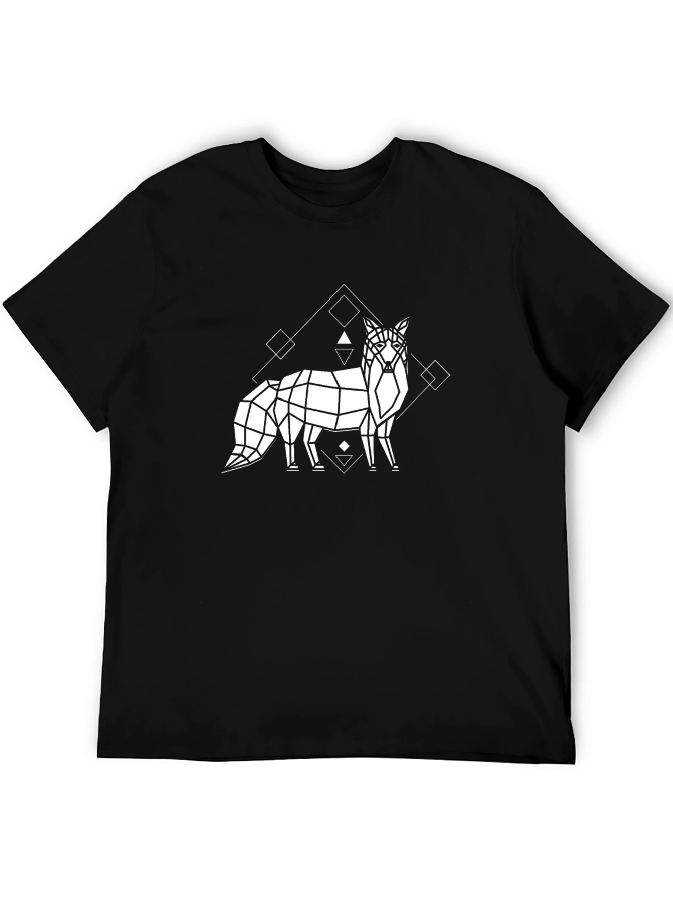 Black Geometric Fox Graphic Tee - Black view 5