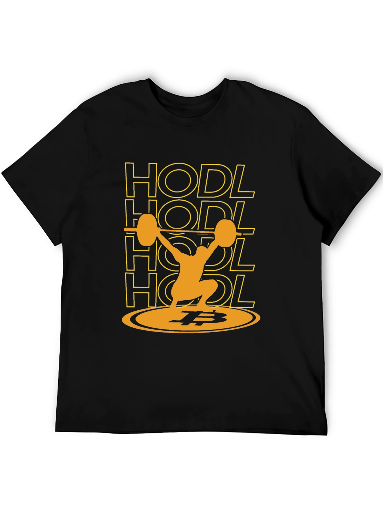 Black HODL Bitcoin Weightlifting Black T-Shirt view 5