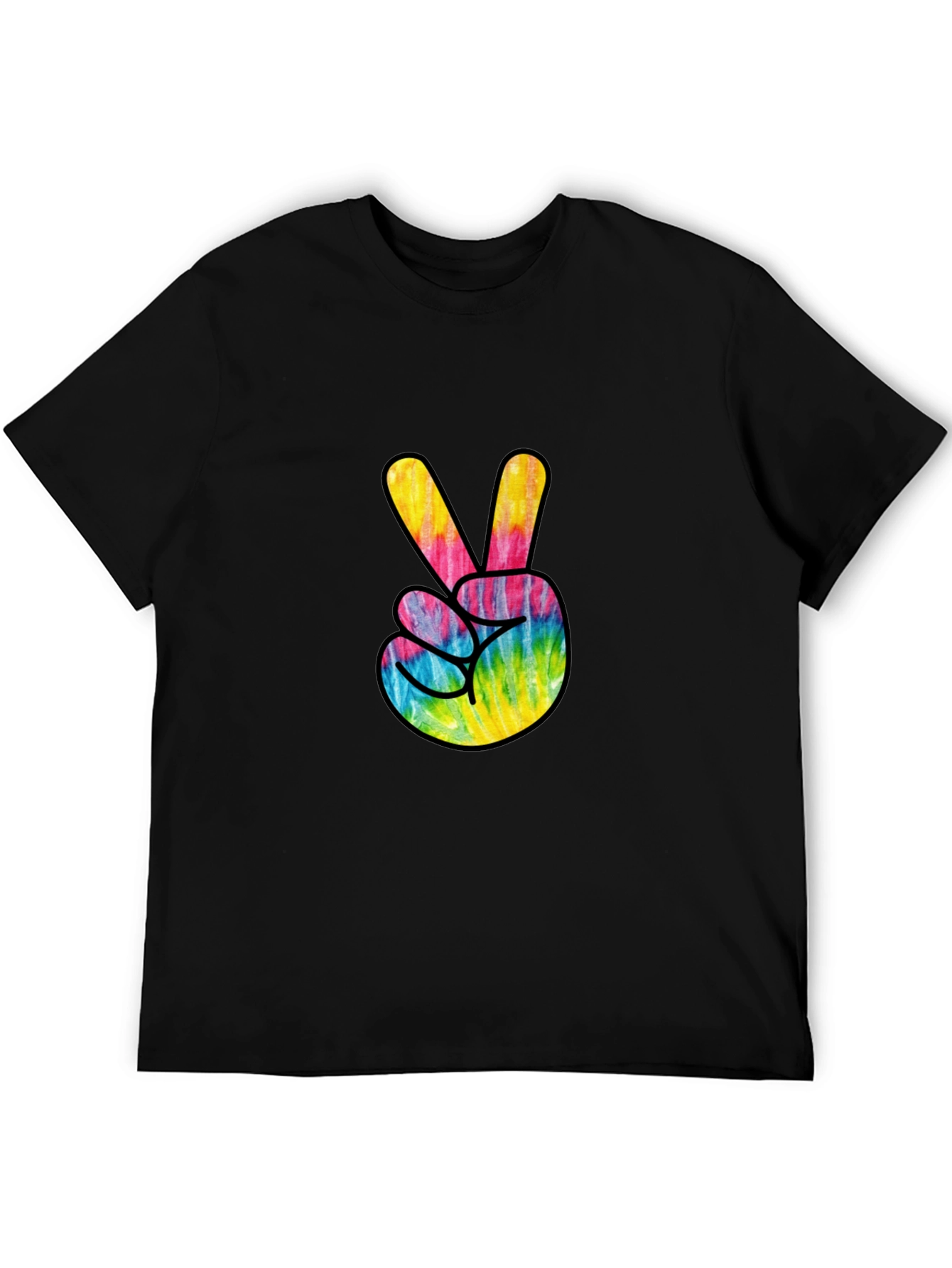Black Tie Dye Peace Sign Graphic Tee - Casual Comfort view 5