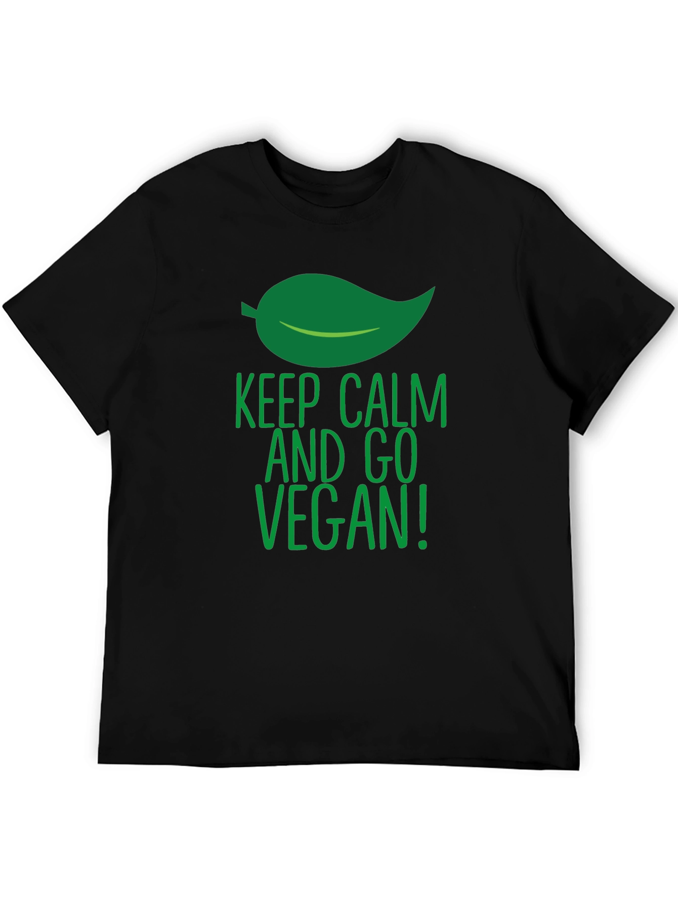 Black Keep Calm and Go Vegan T-Shirt - Black, Short Sleeve view 5